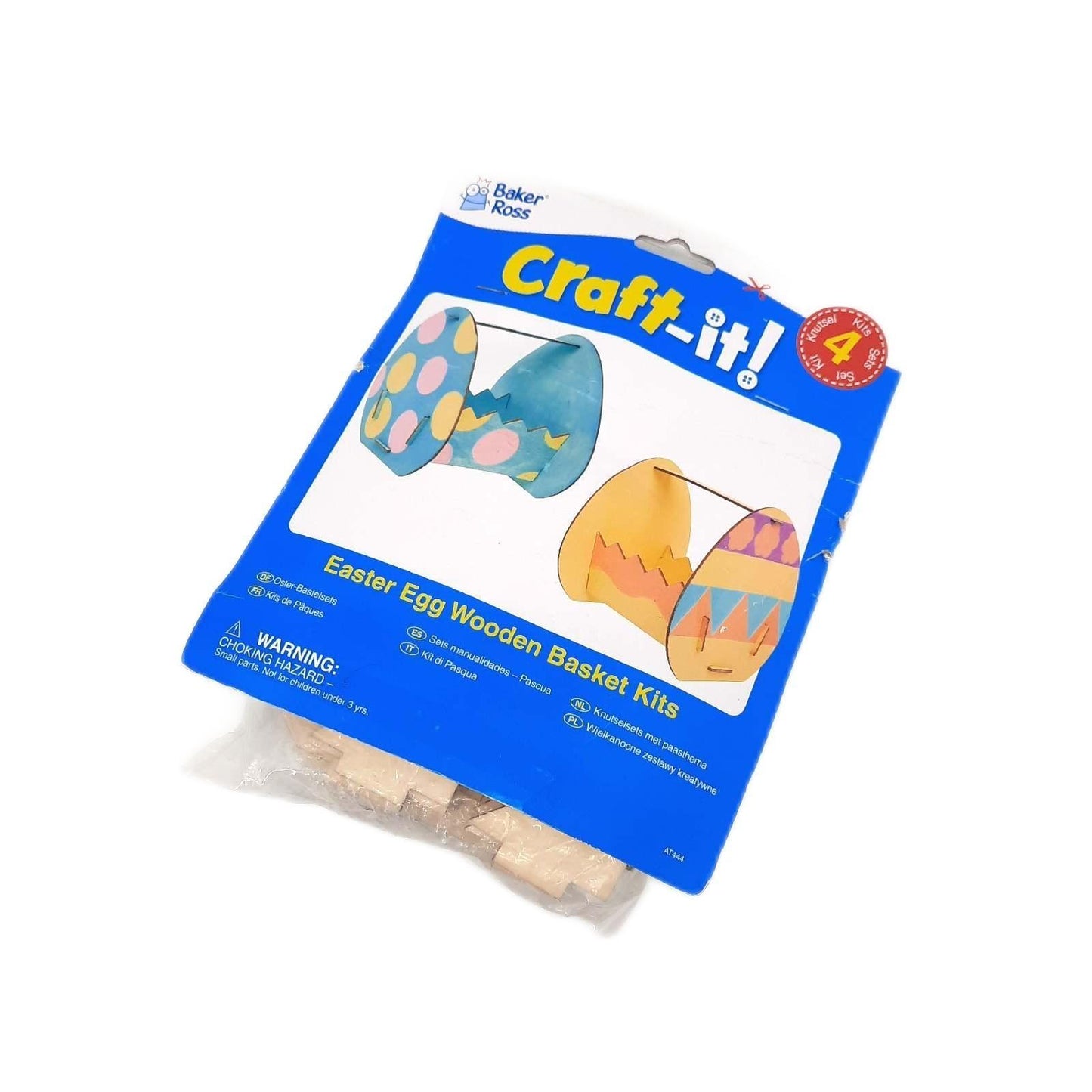 Baker Ross Korb-Bastelsets „Oster“ aus Holz - Bastelset für Kinder (4 Stück), AT444