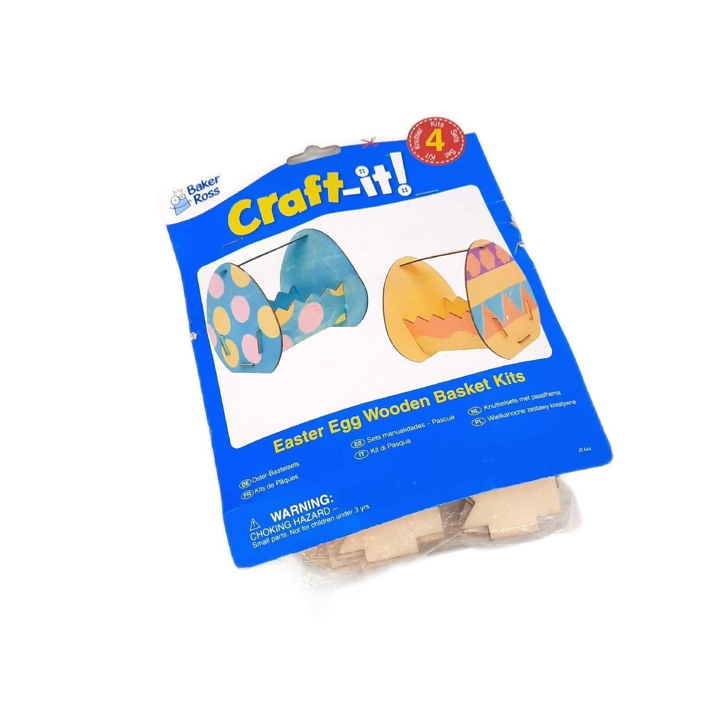 Baker Ross Korb-Bastelsets „Oster“ aus Holz - Bastelset für Kinder (4 Stück), AT444