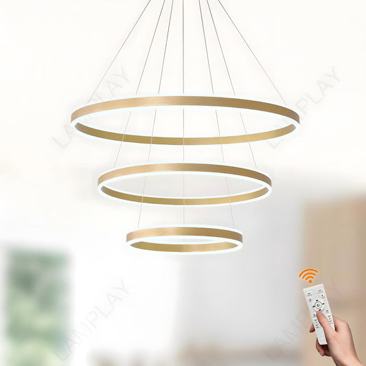 Lamplay LED Pendelleuchte Beleuchtung Runde Gold Ring Kronleuchter Dimmbar Modern Design