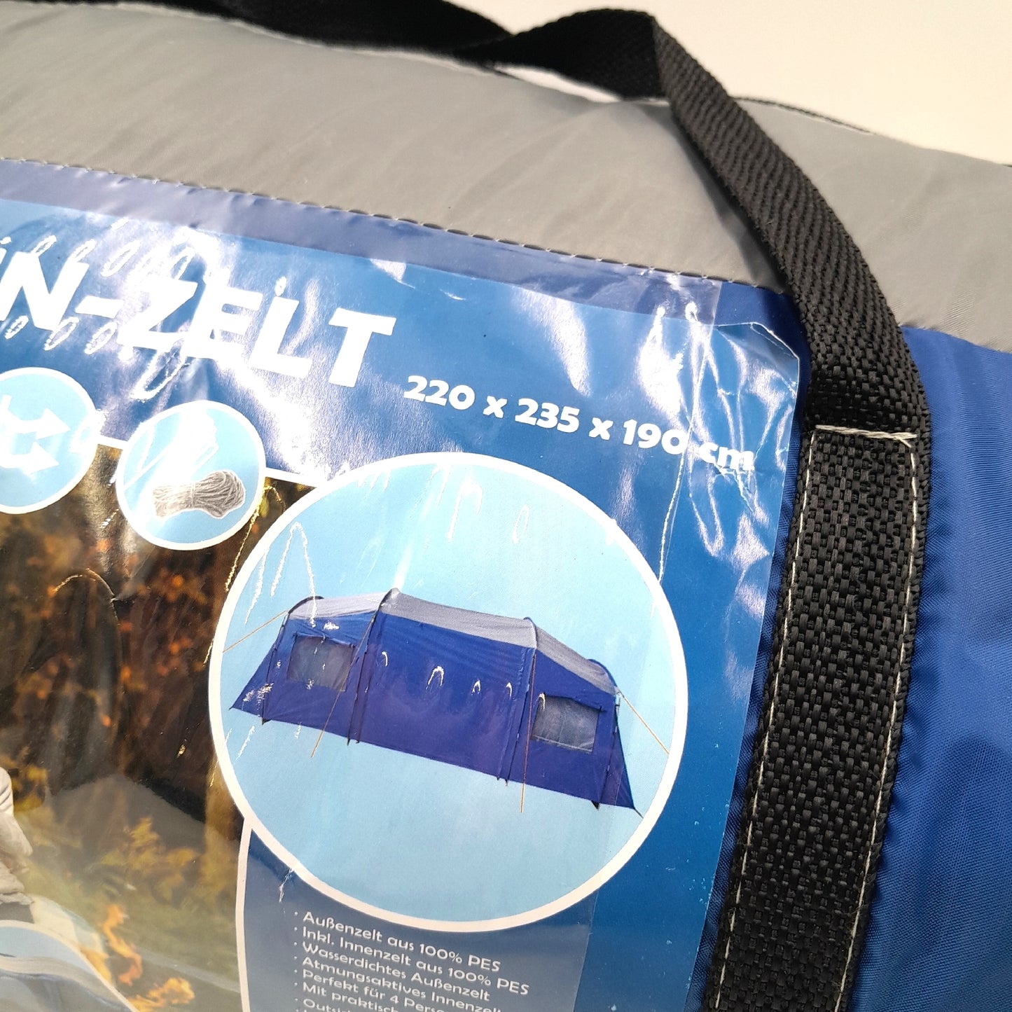 Zelt Camping Ausrüstung 450 x 210 x 170 cm für 4 Personen Familienurlaub