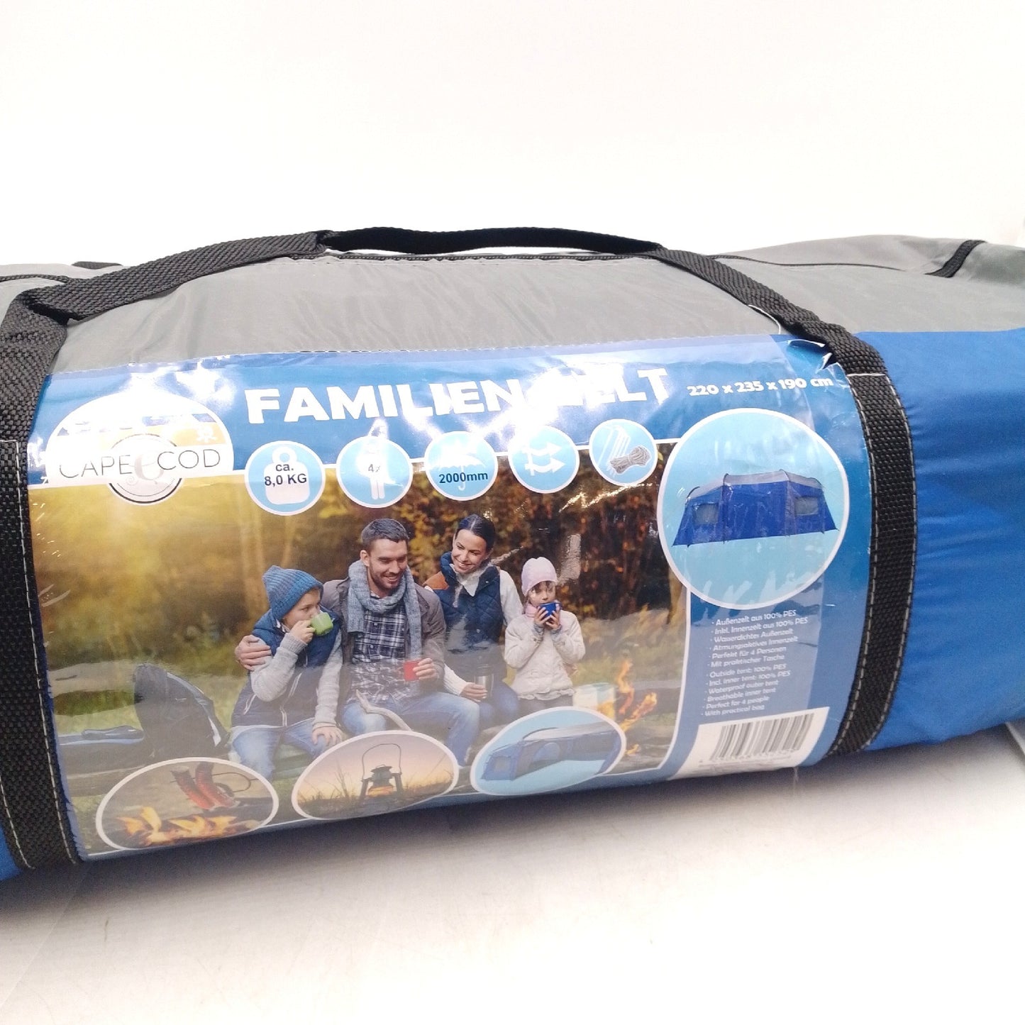 Zelt Camping Ausrüstung 450 x 210 x 170 cm für 4 Personen Familienurlaub
