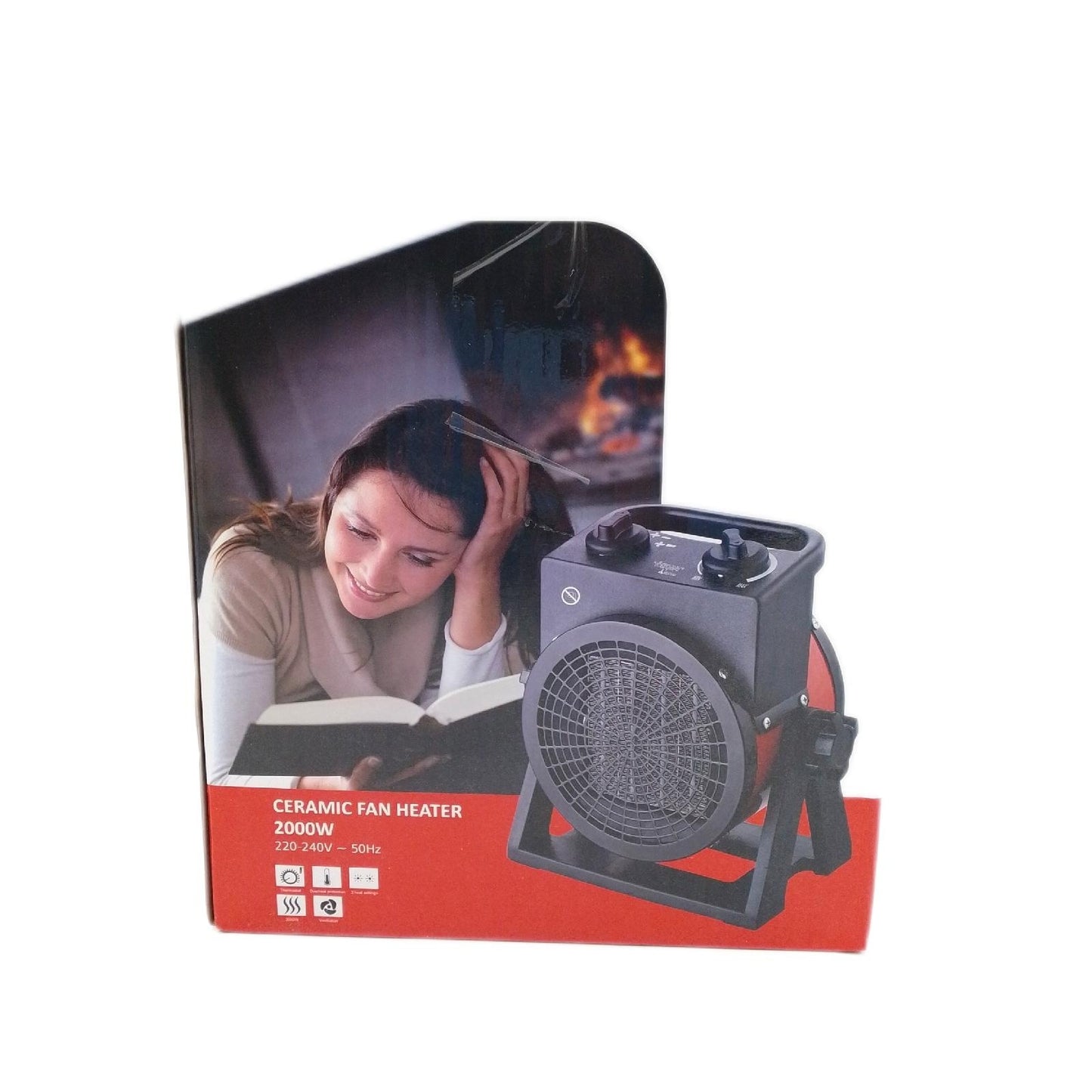 Voltomat Heizluefter Heizung Haushalt HEATING 2000 Watt Rot Schwarz kompakt leistungsstark