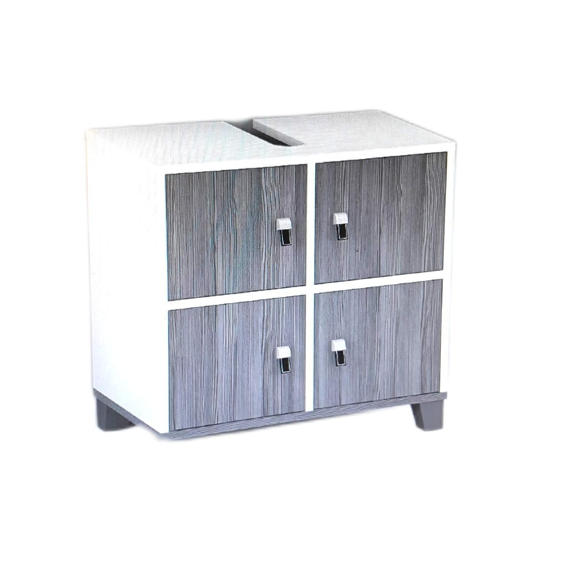 Riva Waschtischunterschrank Badmöbel Leather Weiß Silbergrau elegant modern kompakt passend