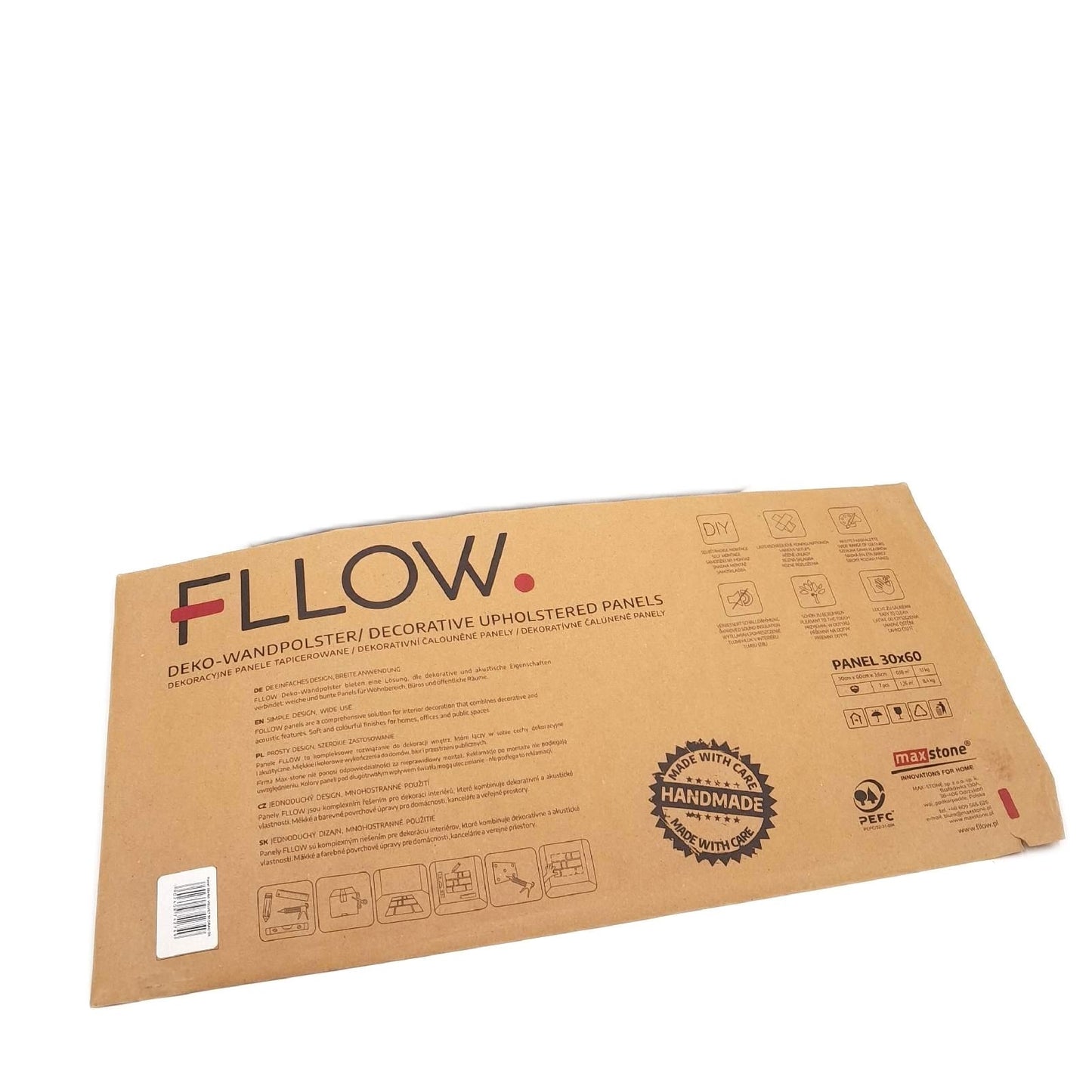 Fllow Deko-Wandpolster Velvet (Grau, 60 x 30 cm)