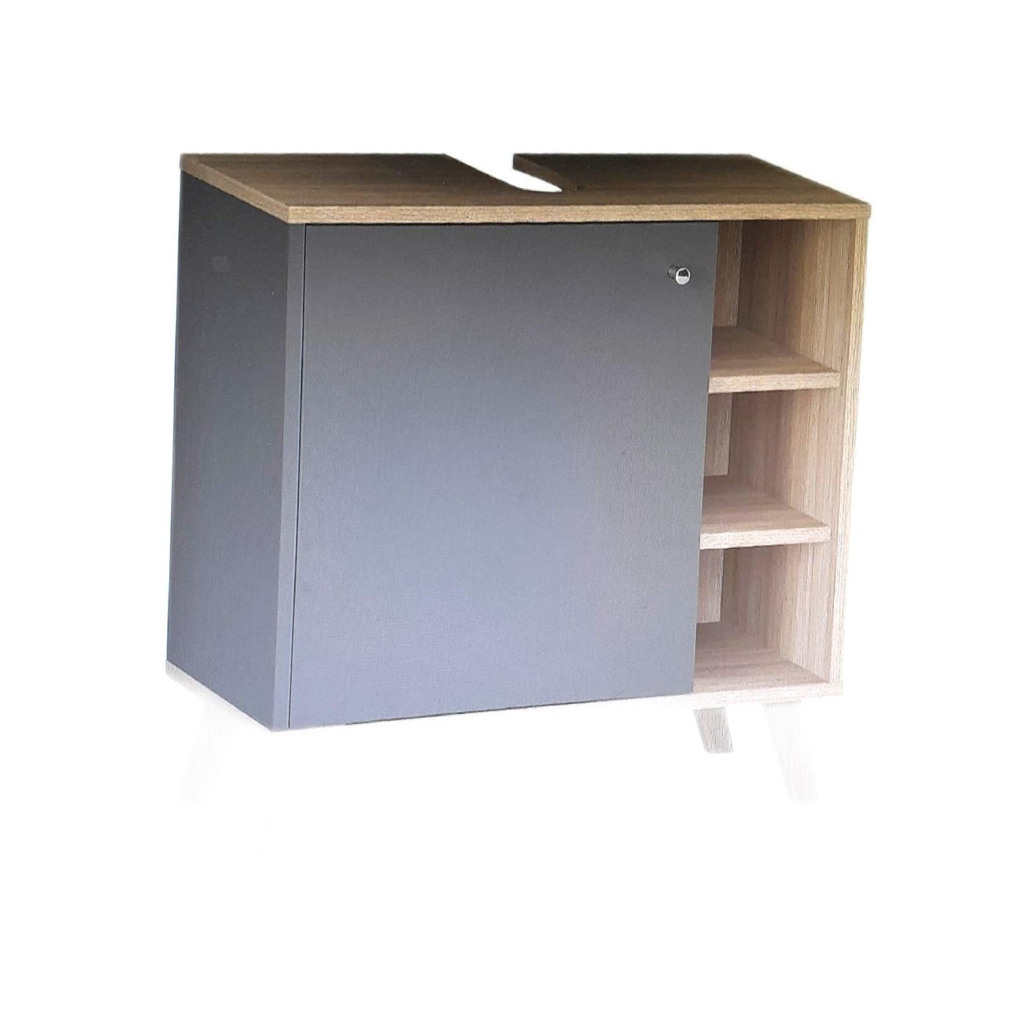 Madera Waschtischunterschrank Badmöbel Madera Anthrazit Eiche Hell Modernes