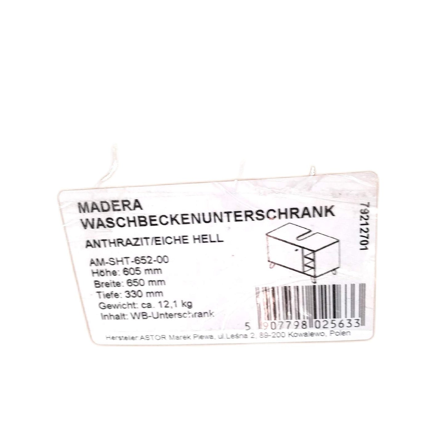 Madera Waschtischunterschrank Badmöbel Madera Anthrazit Eiche Hell Modernes