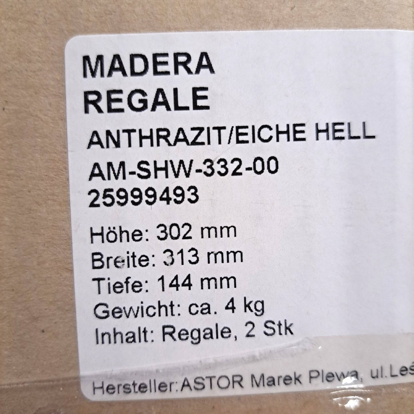 Madera Regalfach (2-tlg., 31 x 14,5 x 30 cm, Eiche Hell)