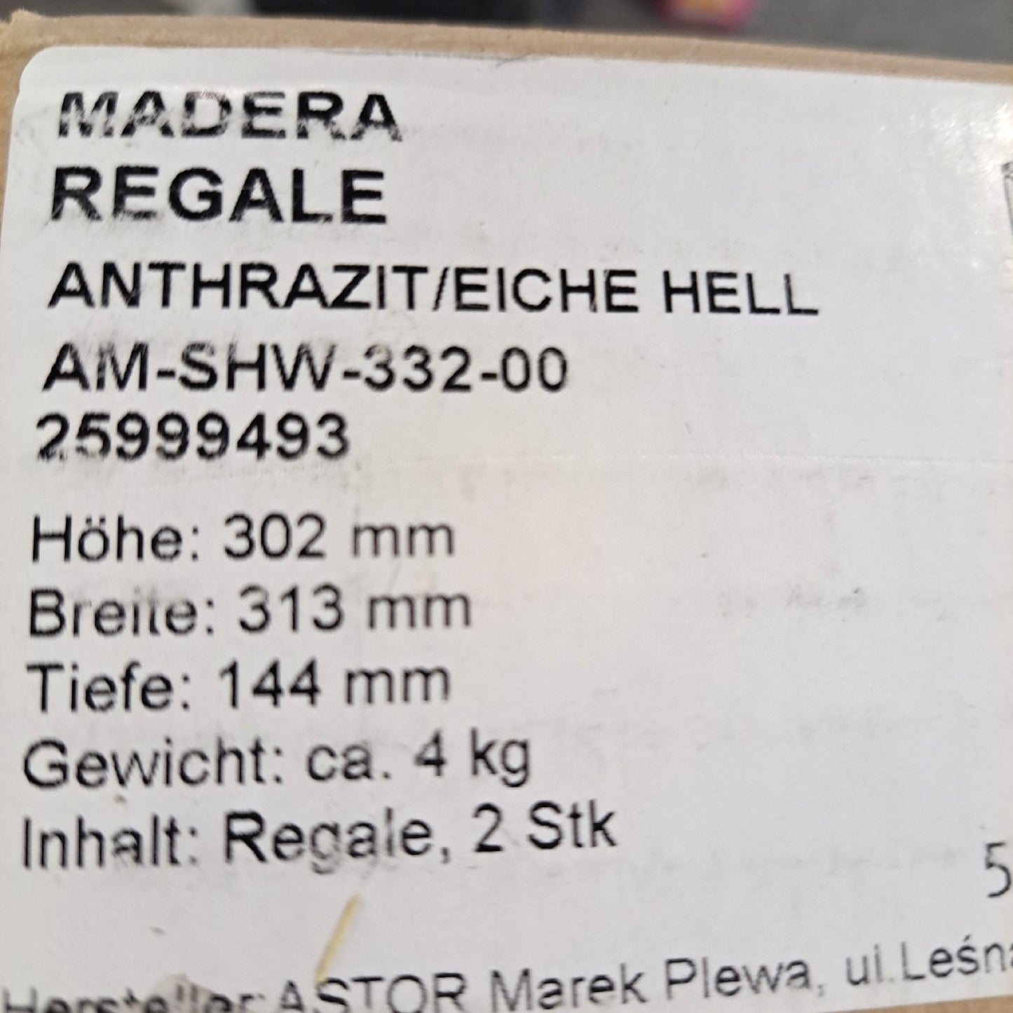 Madera Regalfach (2-tlg., 31 x 14,5 x 30 cm, Eiche Hell)