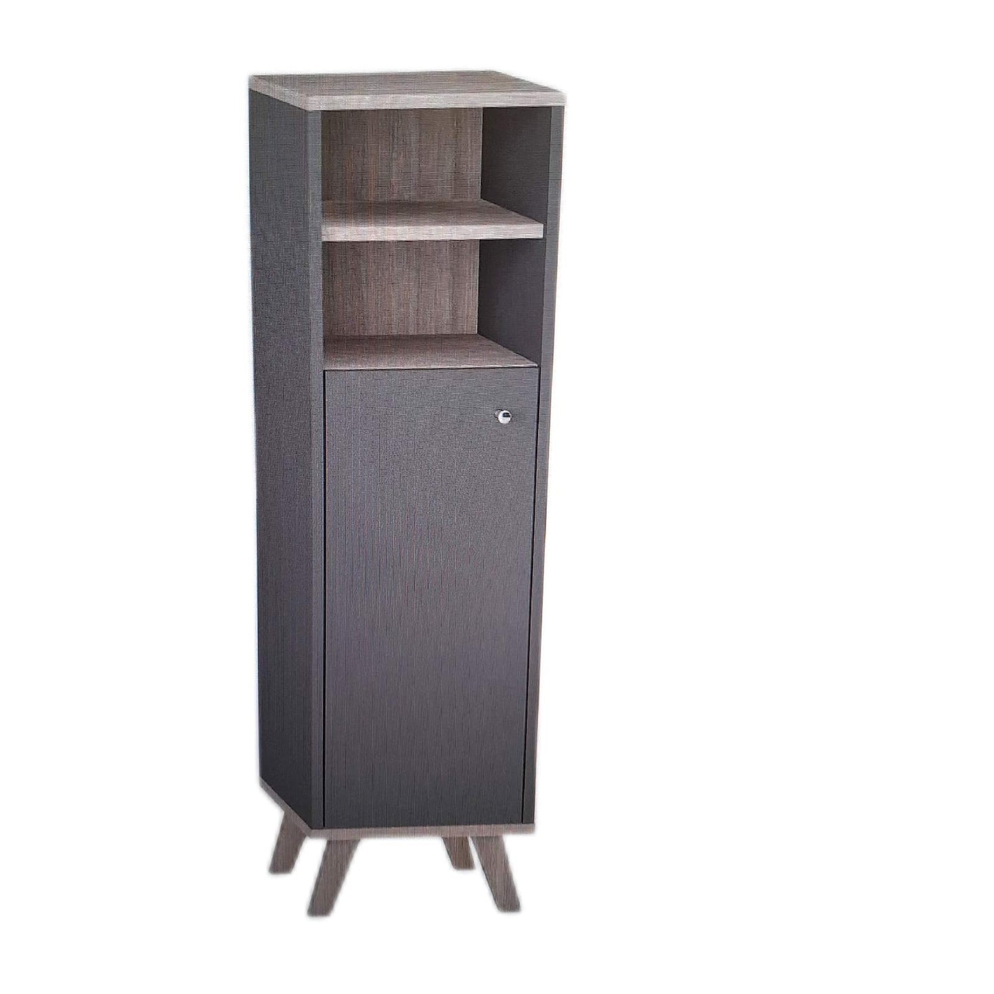 Madera Midischrank (33 x 31 x 110,5 cm, 2 offene Ablagefächer, Anthrazit/Eiche H