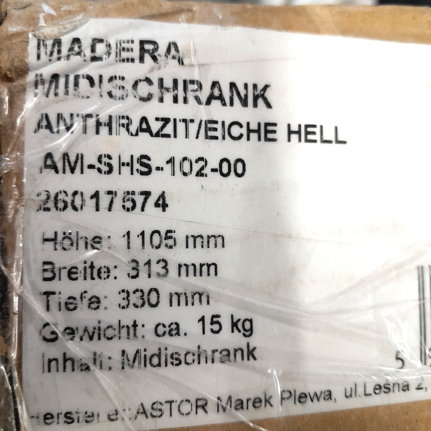 Madera Midischrank (33 x 31 x 110,5 cm, 2 offene Ablagefächer, Anthrazit/Eiche H