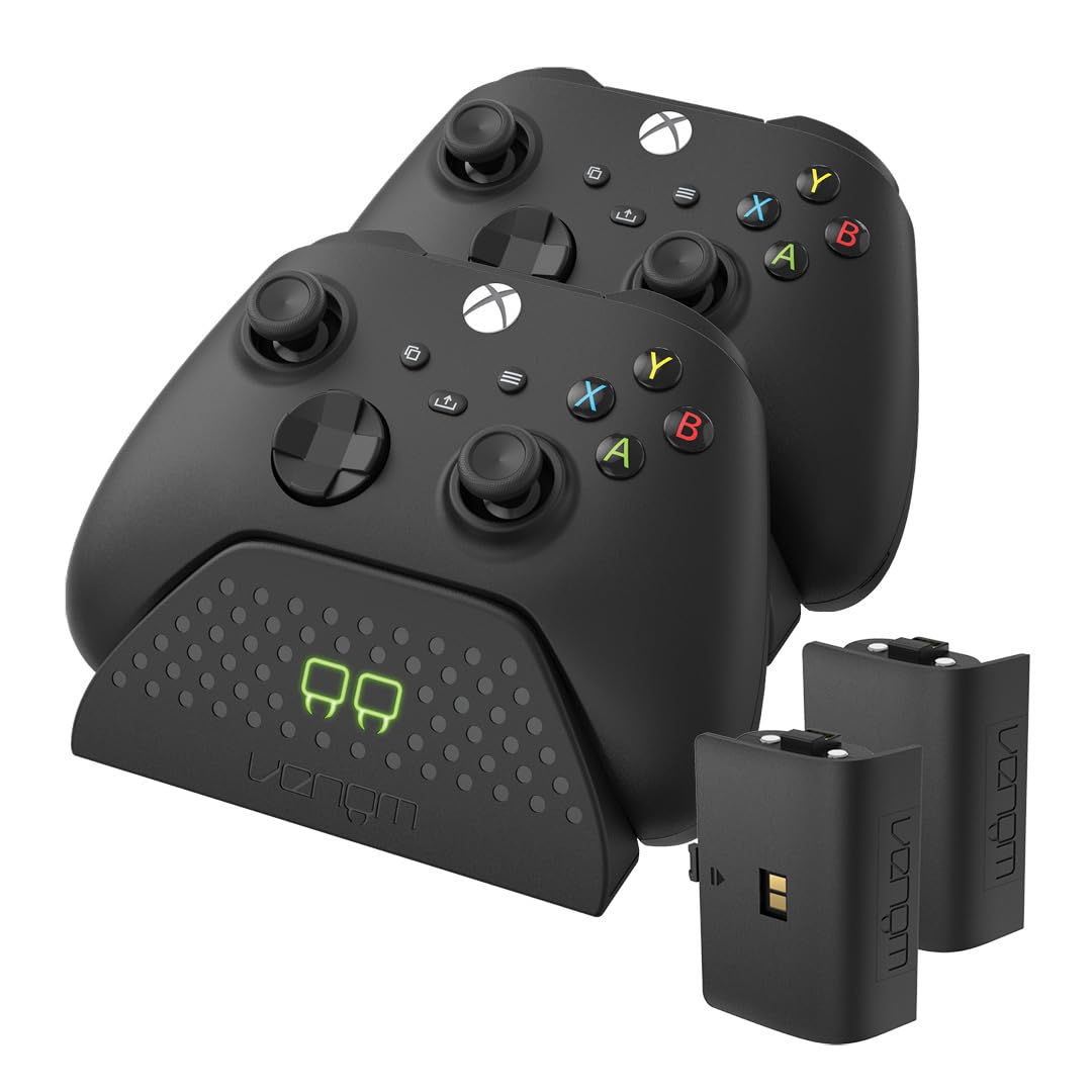 Venom Ladestation Gaming Zubehör Dual Charging Dock mit zwei wiederaufladbaren Akkupacks Schwarz Xbox