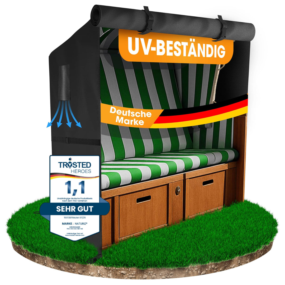Naturiz Premium Strandkorb Schutzhülle Winterfest Wetterfest Wasserdicht Schutzhaube Outdoor