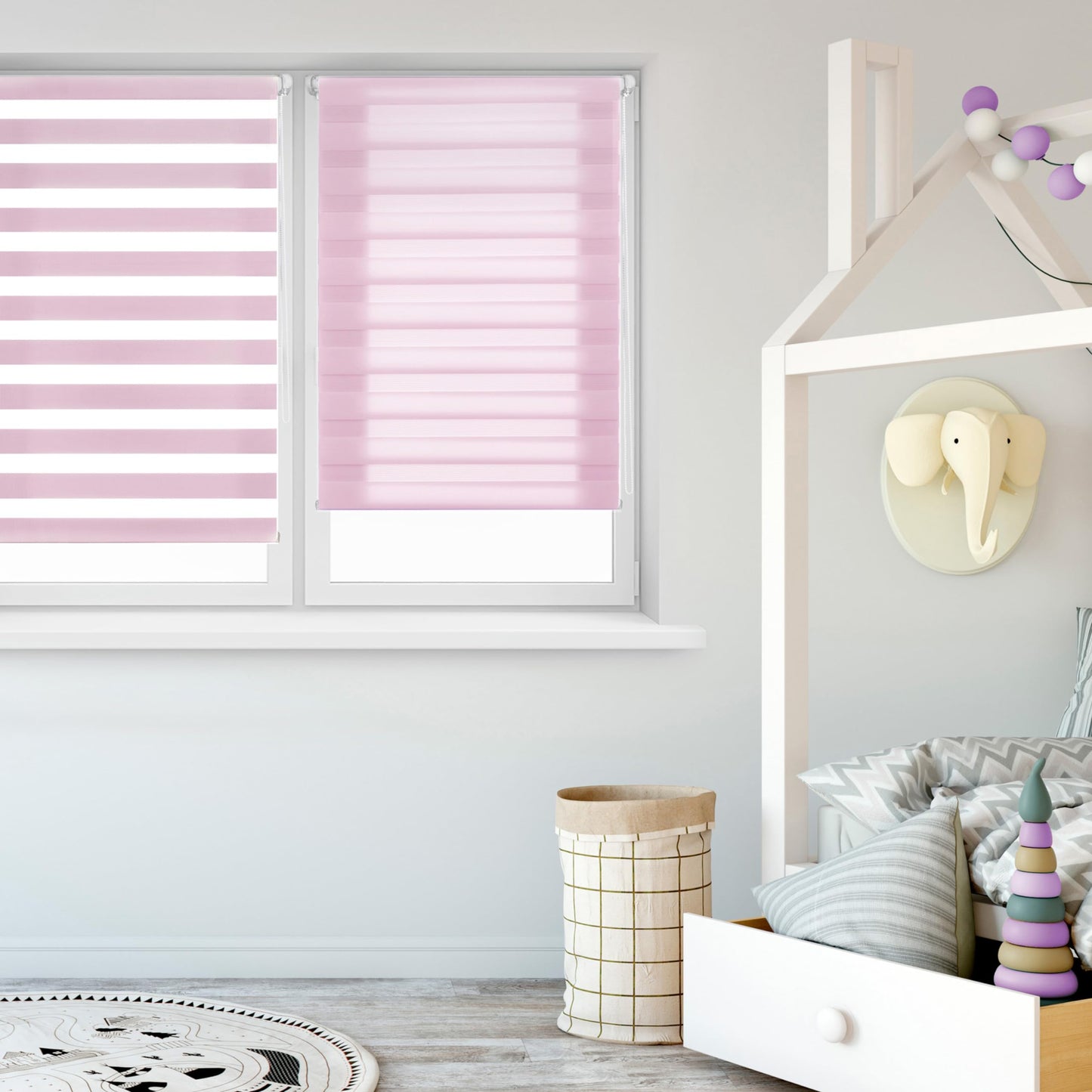 Blindecor Doppelrollo Gardinen Fensterdekoration Easyfix Rosa Tageslichtschutz