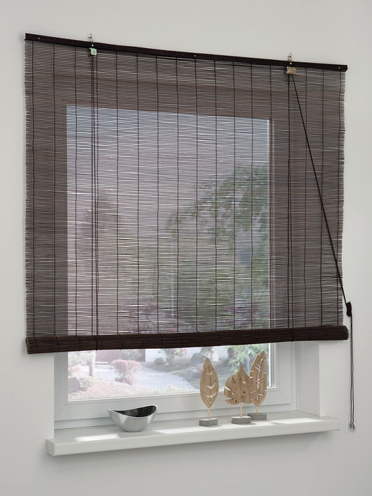 Gardinia Rollo Fensterdekoration Bambus Schoko Transparente Lichtdurchlässige Verdunkelung