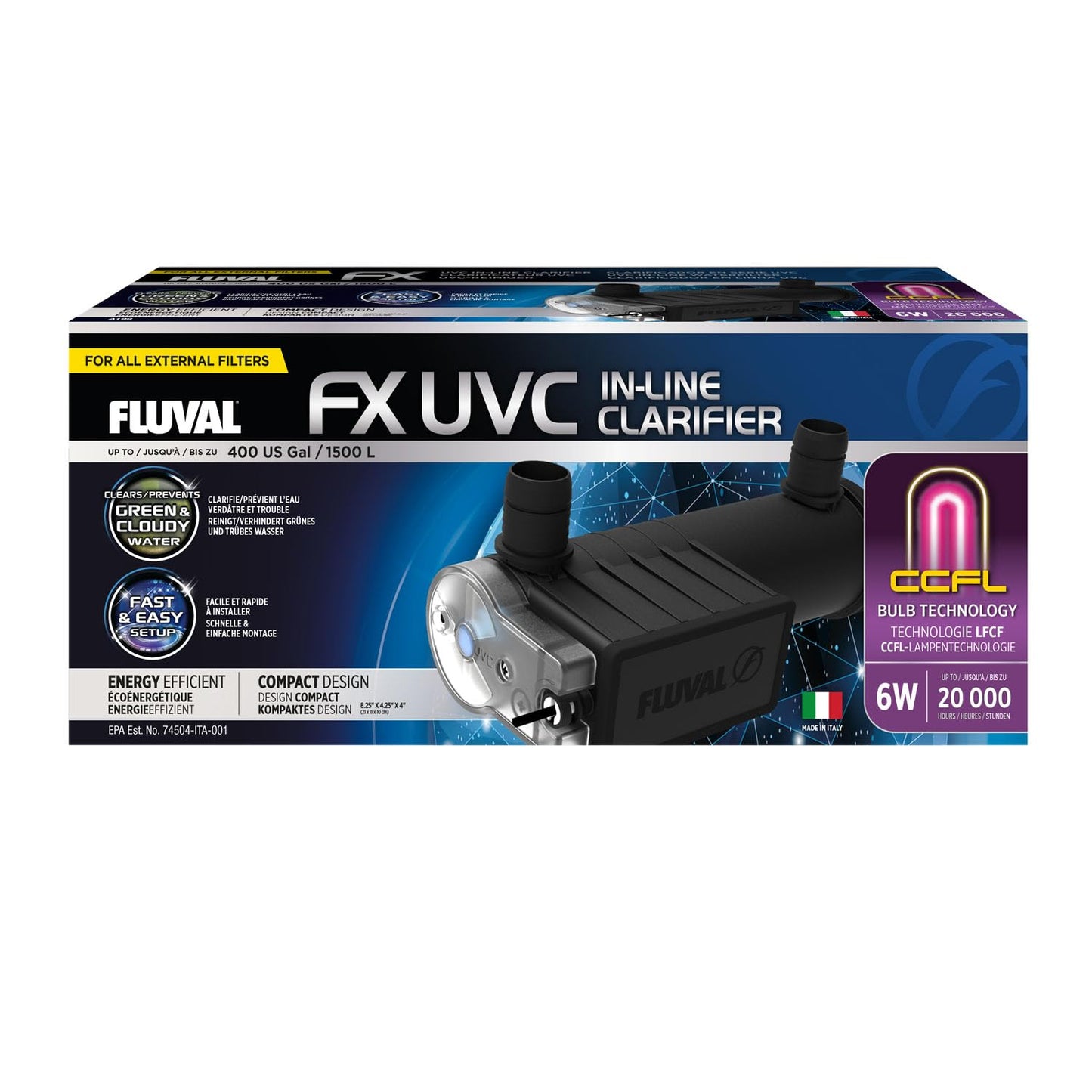 Fluval UVC Inline Klärgerät für Aquaristik Zubehör FX effektive Wasserreinigung