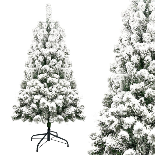 OZAVO Weihnachtsbaum künstlich Dekoration Luxus Beflockung Eisfüße Festlicher Christ