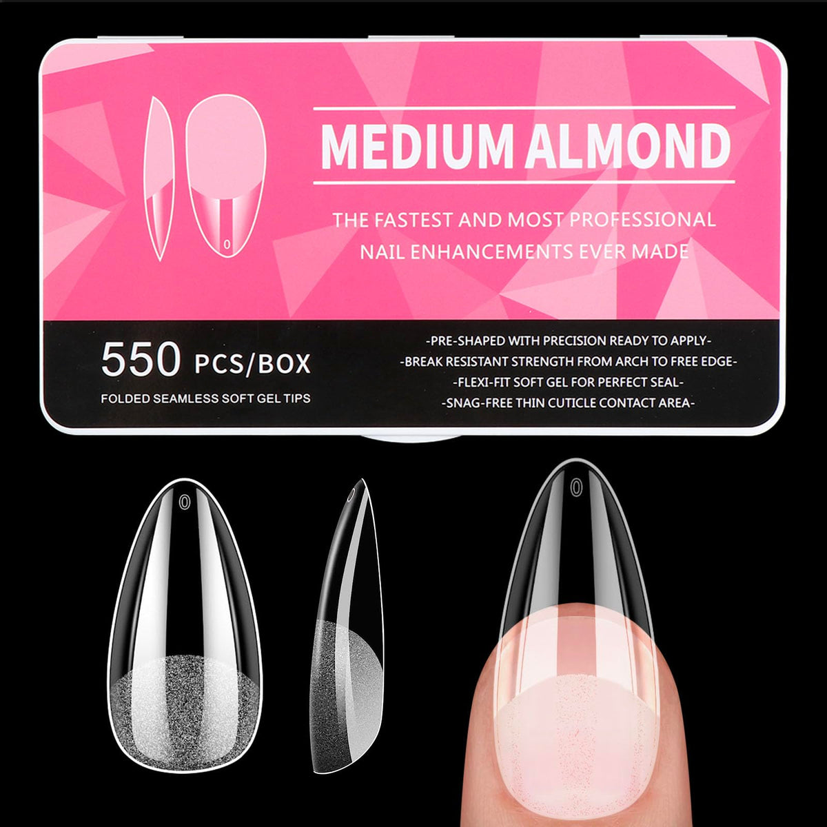 Nageltips Nagelverlängerung Künstliche Nägel 550 Stück Mandel Full Cover G