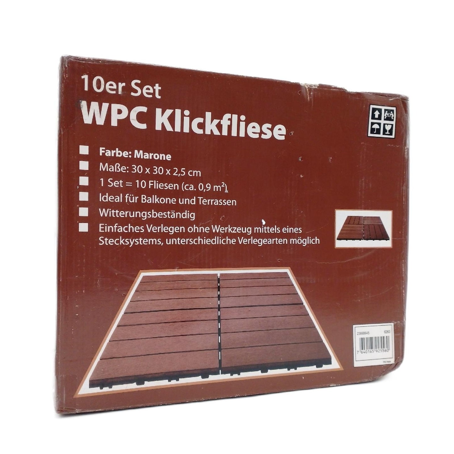 WPC-Klickfliese, Marone, 30 x 30 cm, 10 Stk.