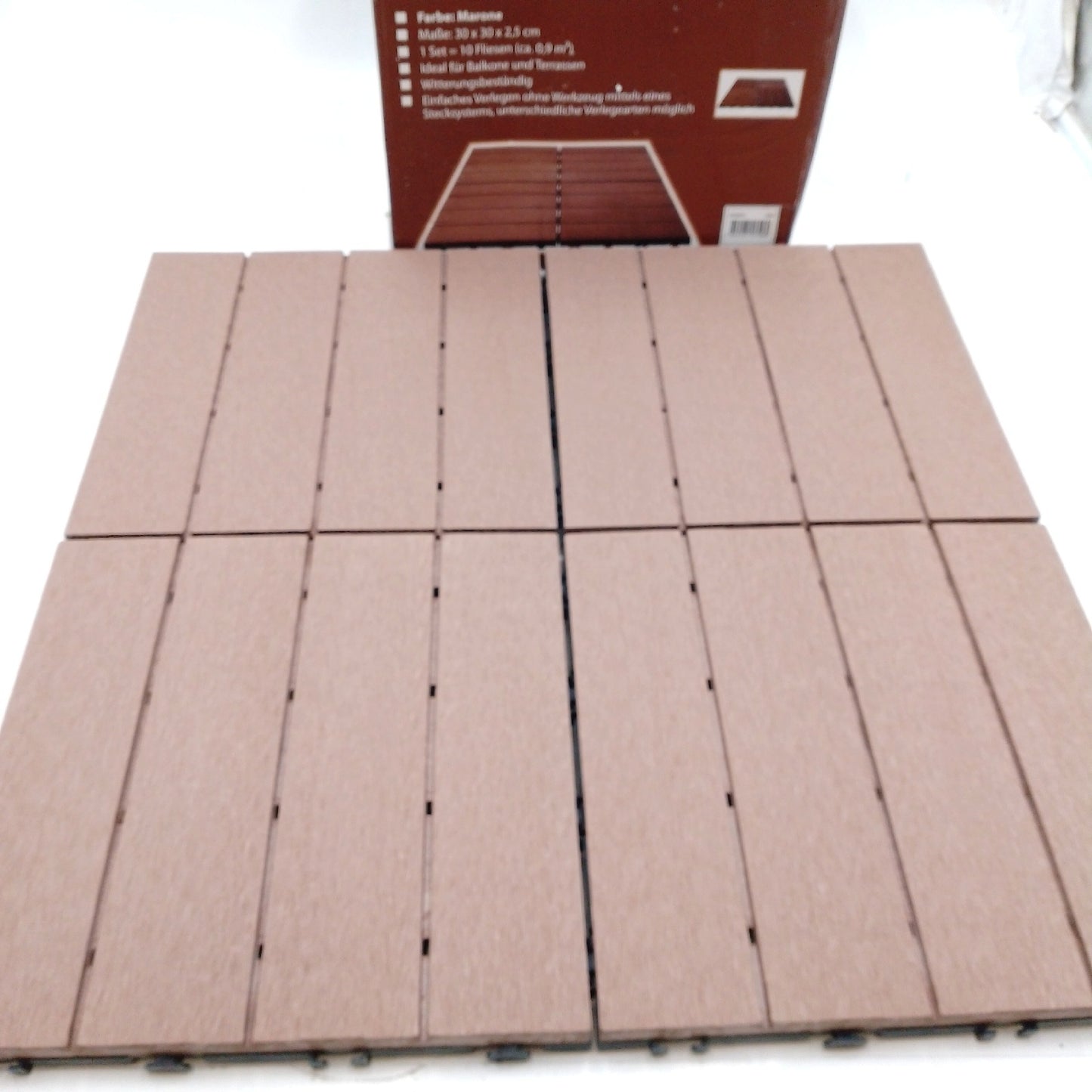 WPC-Klickfliese, Marone, 30 x 30 cm, 10 Stk.