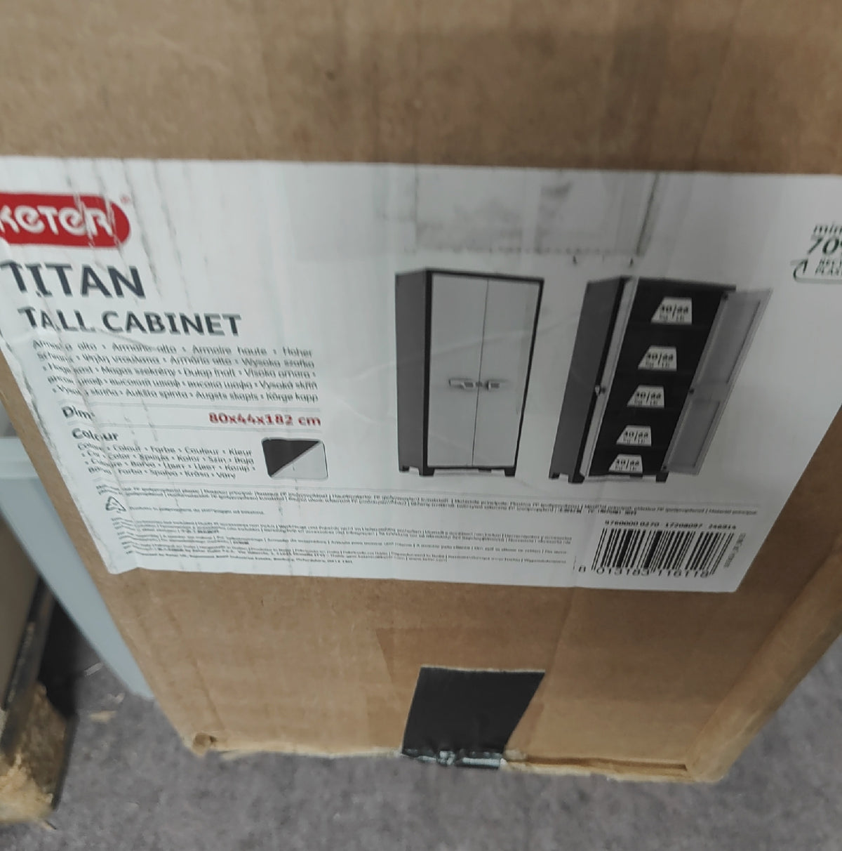 Keter Titan Kunststoffschrank hoch schwarz grau 80x44x182 cm Defekt Teile fehlen