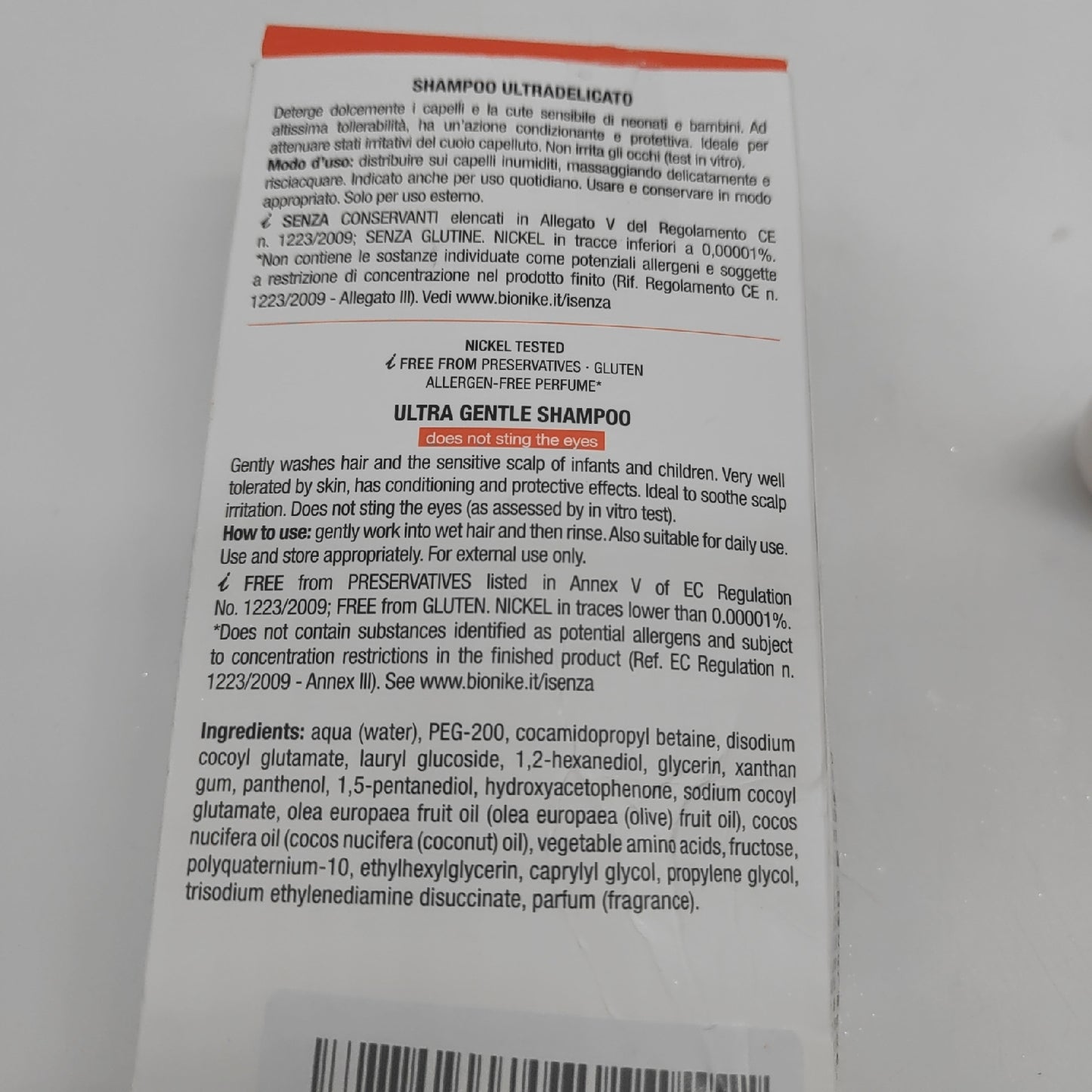 Bionike Tridem Baby Ultra-Delicate Shampoo für --geborene und Kinder mit empfindlicher Haut