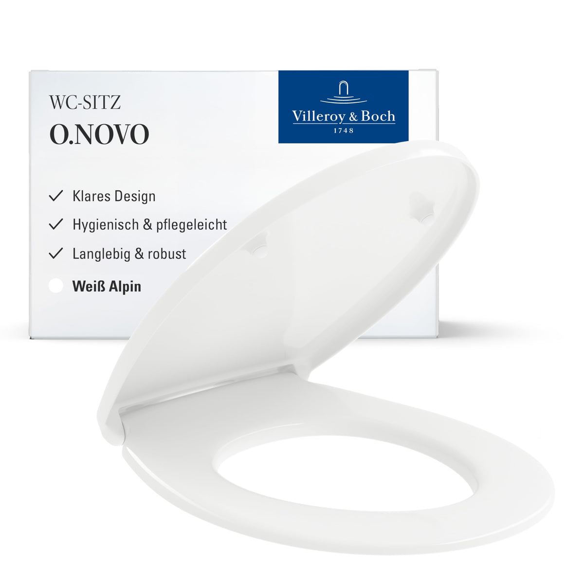 Villeroy Boch WCSitz O novo Toilettendeckel Semi Wrap over oval Weiß Alpin