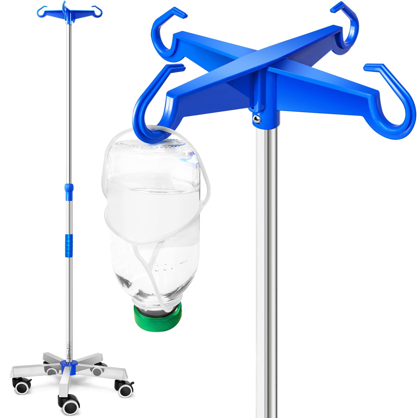 AIESI Infusionsstange Medizinische Ausrüstung Edelstahl IV Stange mit Kunststoffhaken Krankenhaus