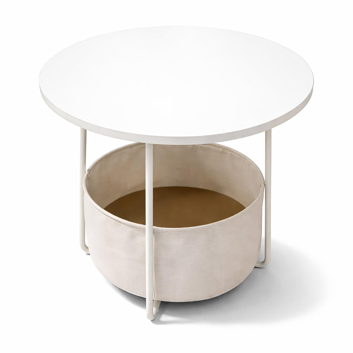 Relaxdays Beistelltisch runder Couchtisch Stoffkorb Kaffeetisch 50x45 cm