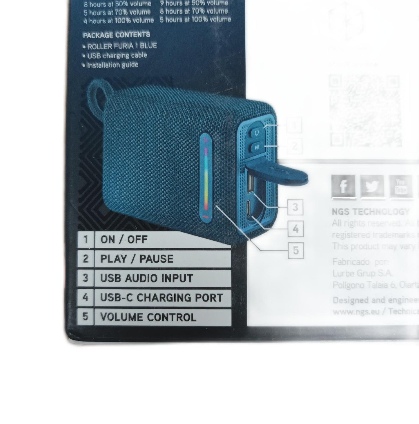 NGS Lautsprecher tragbarer Bluetooth Speaker Roller Furia Leistung Klangqualität Bluetooth