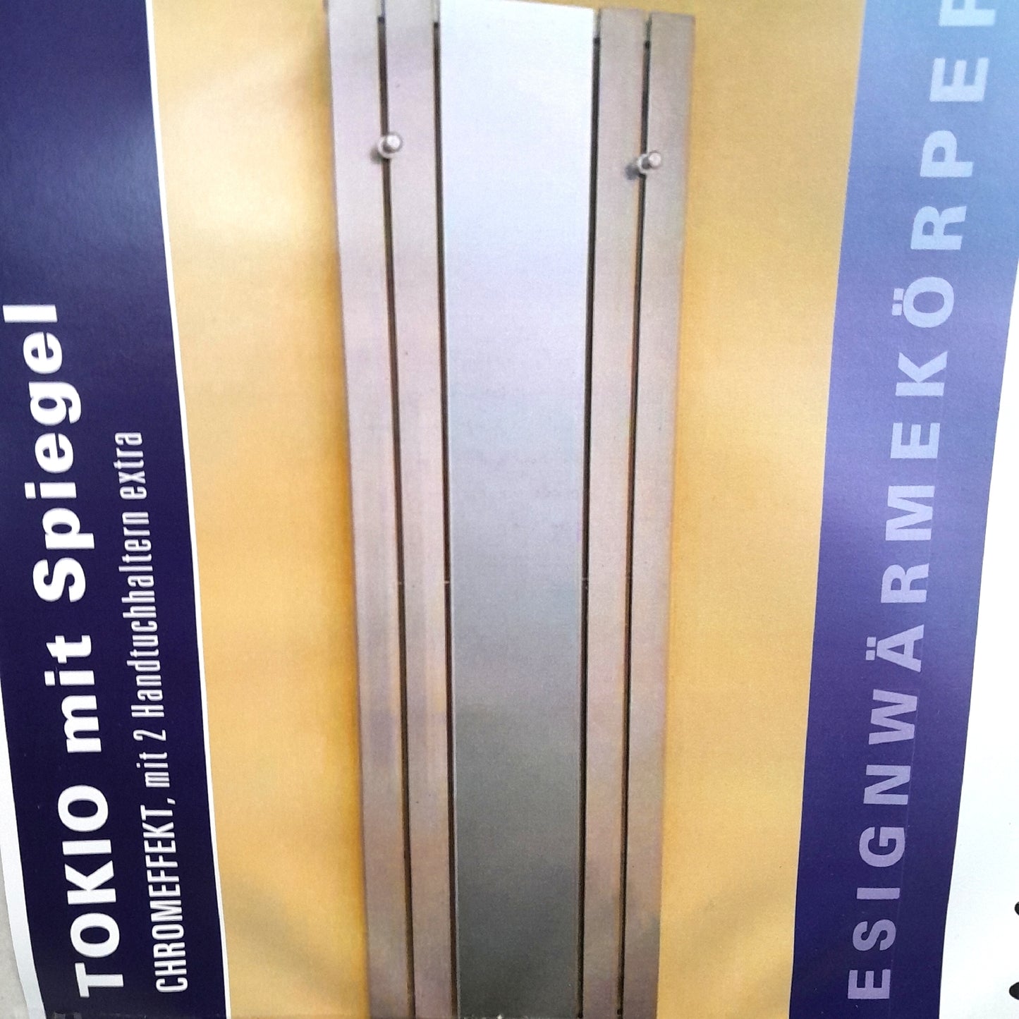 Admiral Designheizkoerper Heizkoerper Badheizung Spiegel Tokio 55 x 180 cm 640 W Chrom Effekt elegant