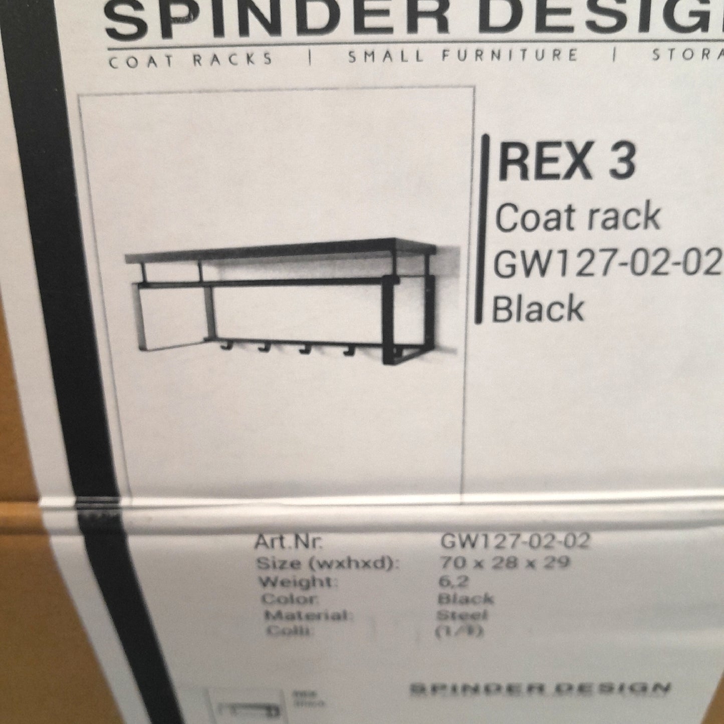 Spinder Design Garderobenleiste Rex 3 Anzahl Haken: 5 Stk., L x B x H: 29 x 70