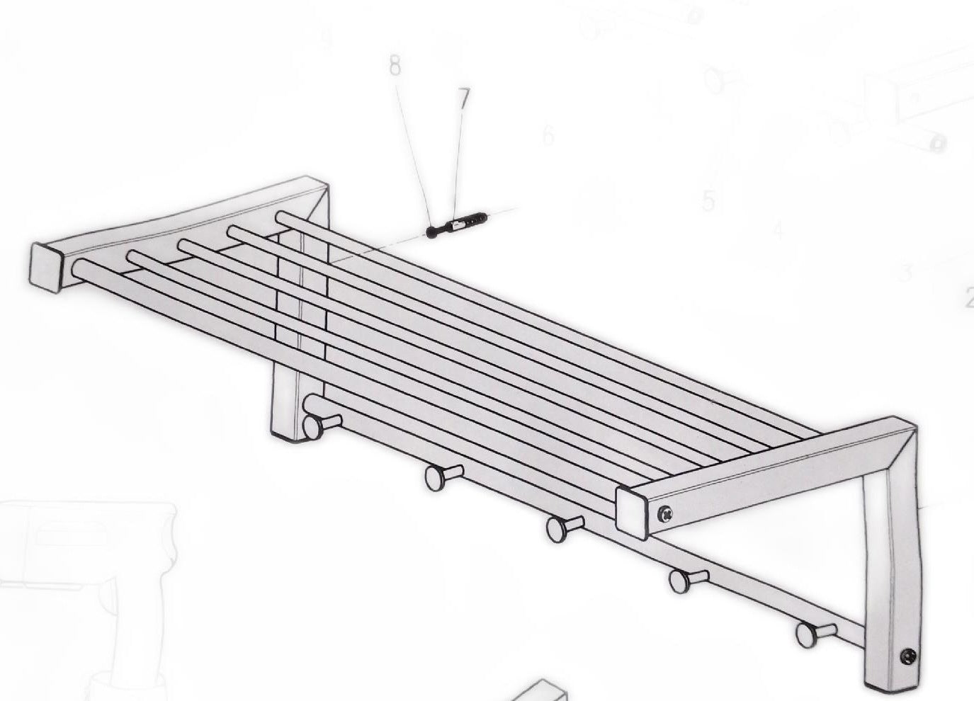 Spinder Design Garderobenleiste Wandgarderobe Flur Bergum 5 Haken praktische Aufbewahrung
