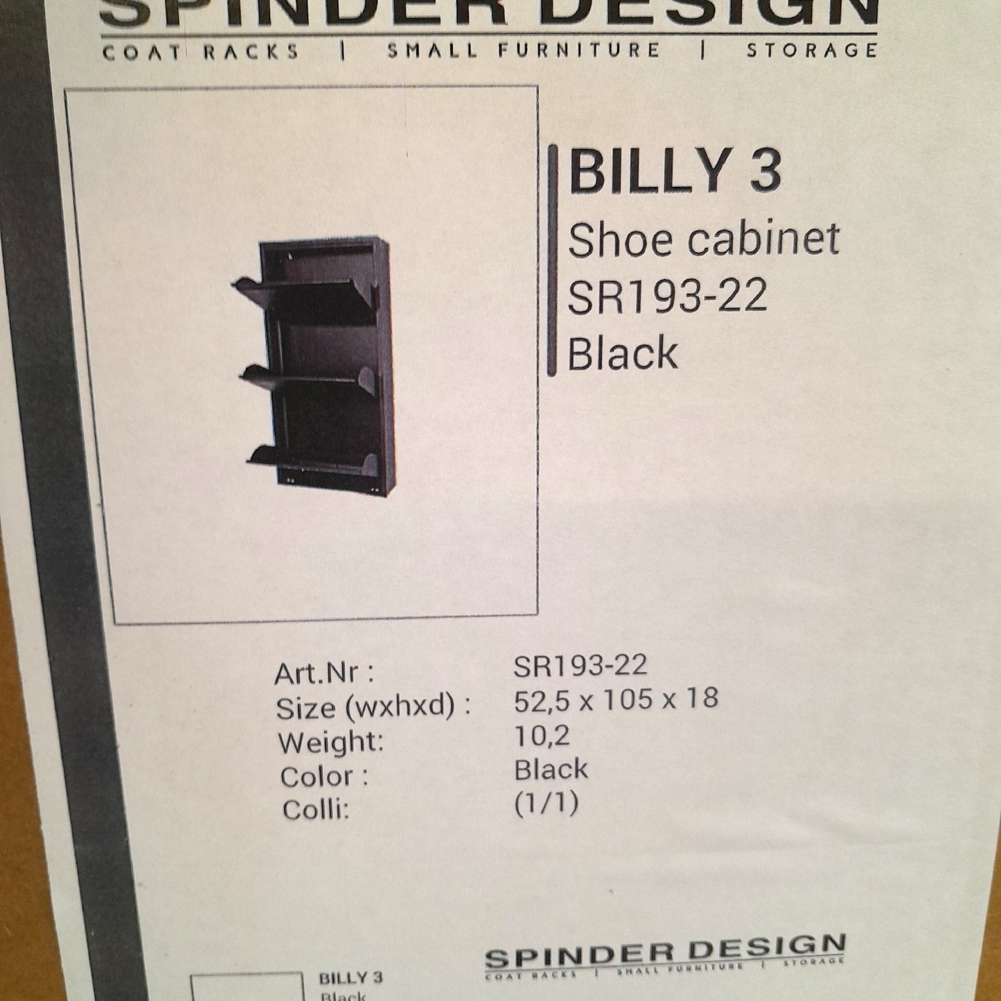 Spinder Design Schuhschrank Möbel Billy 3 Praktisch Platzsparend Geeignet für schuhe