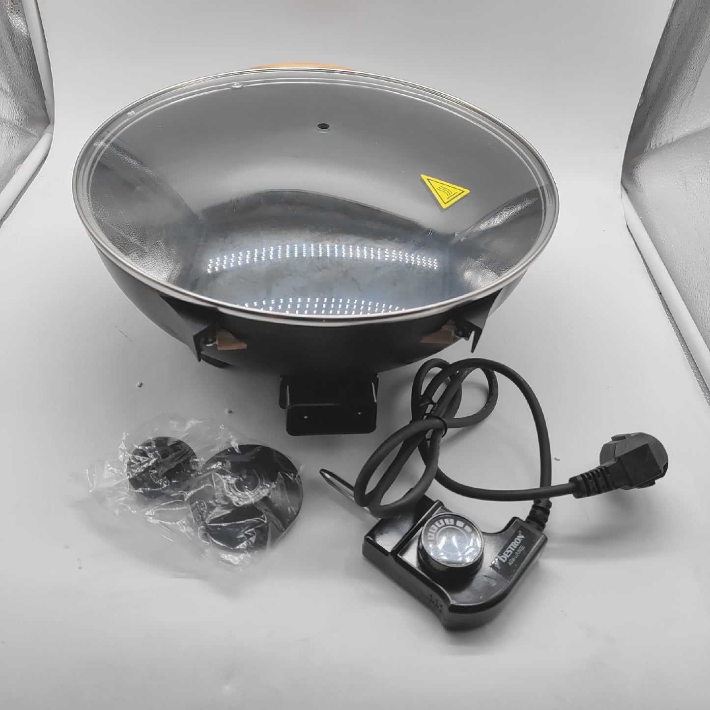 Bestron AEW100AS Elektrischer Wok Bambusgriffe XL Wokgriff def