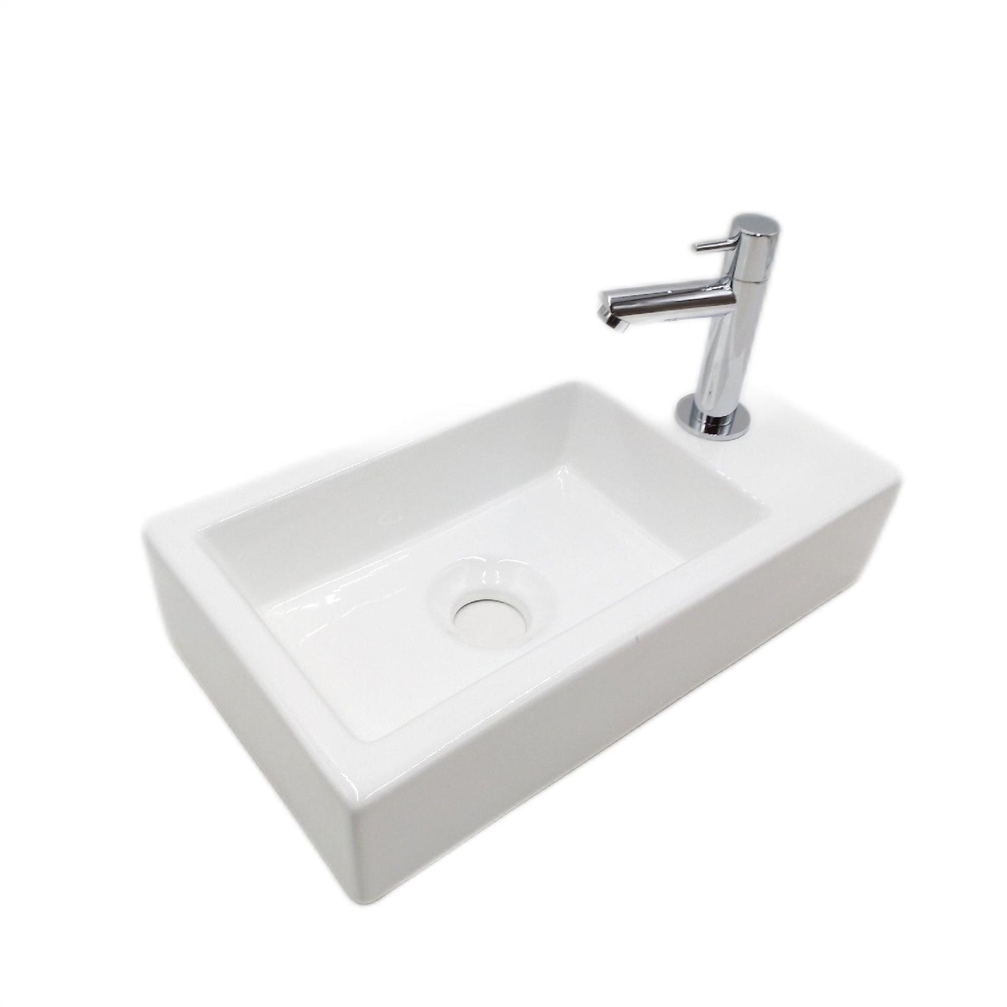 Camargue Waschbecken Set Badezimmer Dallas 40 x 22 cm Keramik Weiß Modern