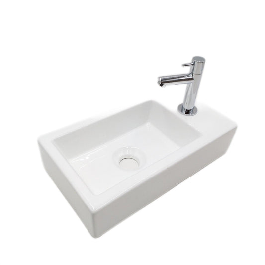 Camargue Waschbecken Set Badezimmer Dallas 40 x 22 cm Keramik Weiß Modern schlicht