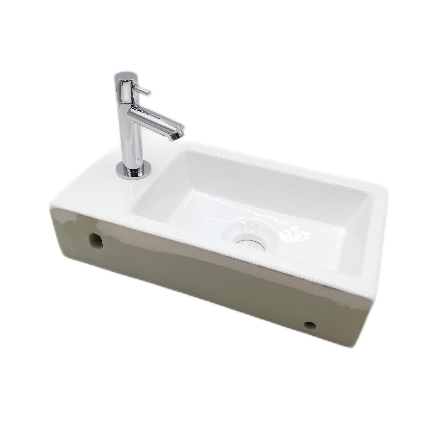 Camargue Waschbecken Set Badezimmer Dallas 40 x 22 cm Keramik Weiß Modern