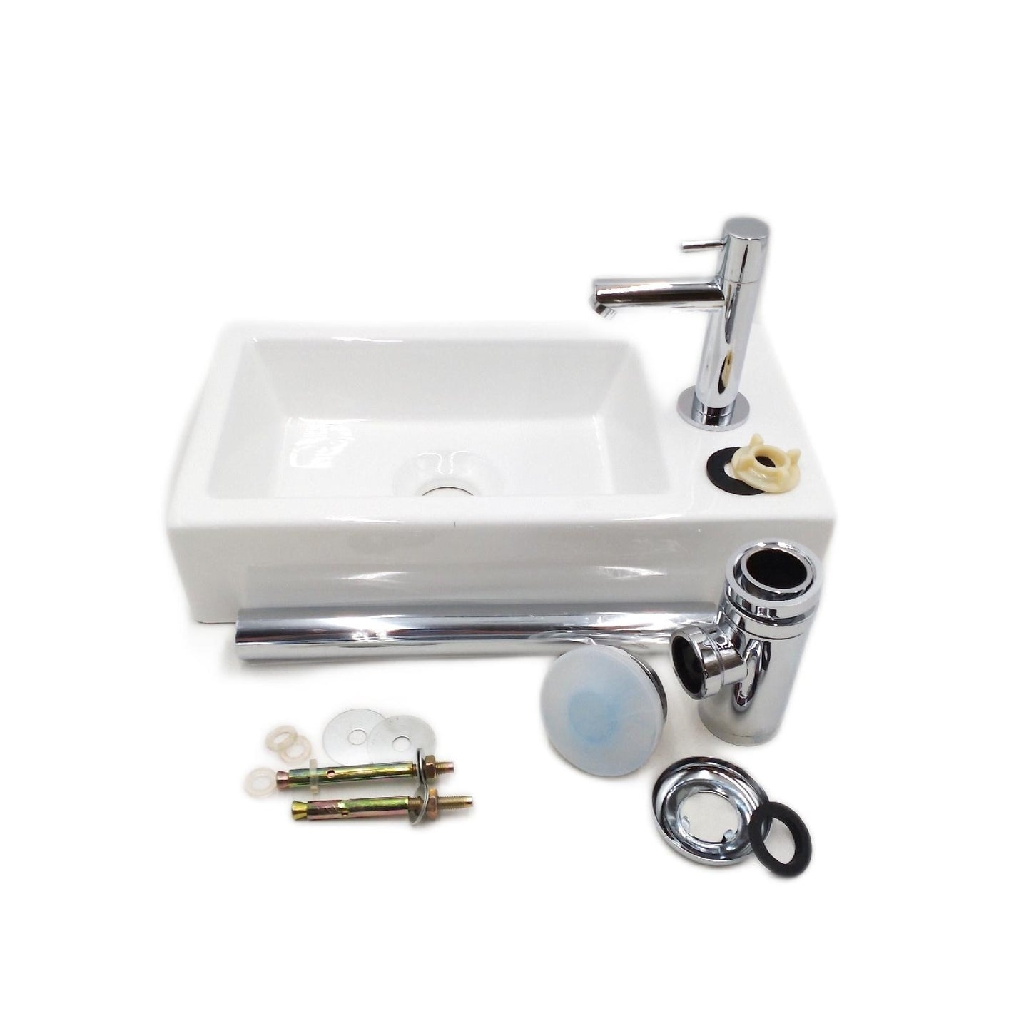 Camargue Waschbecken Set Badezimmer Dallas 40 x 22 cm Keramik Weiß Modern
