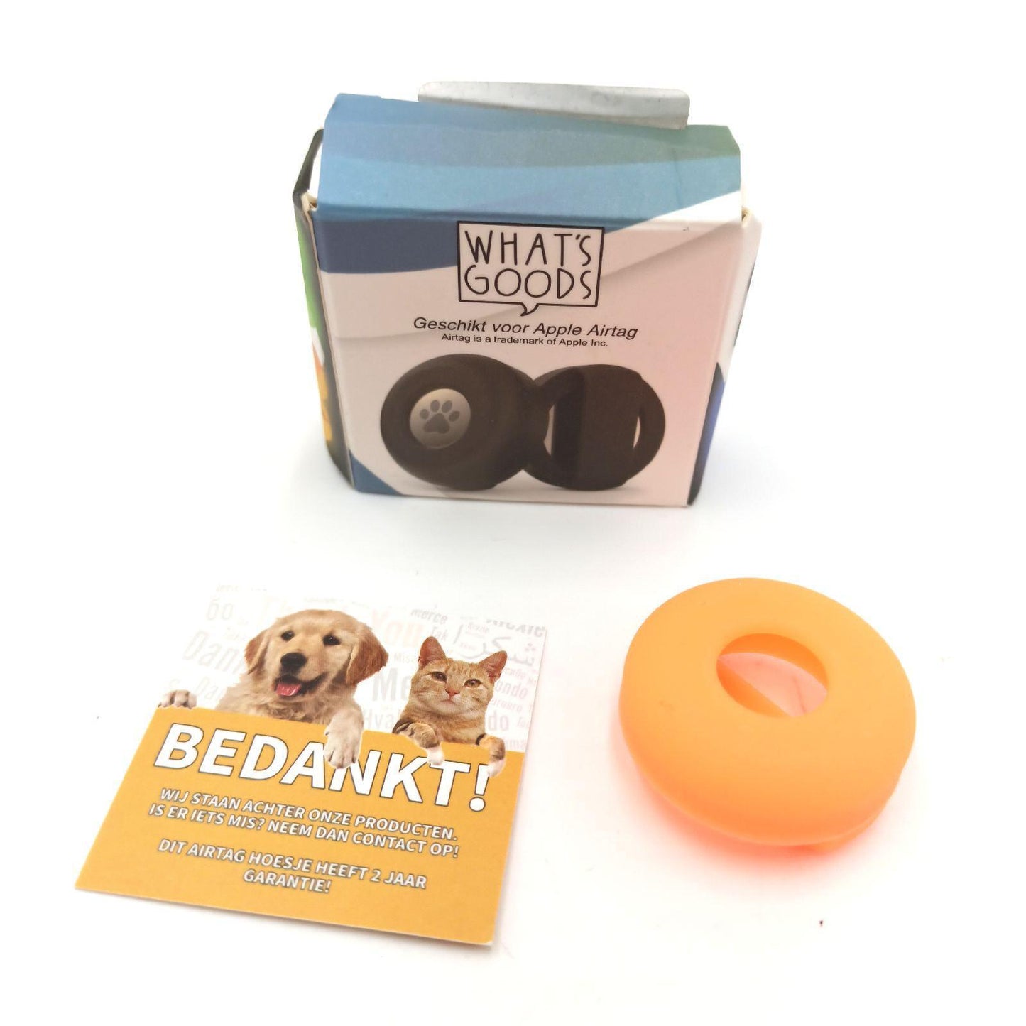 What's Goods® Original Hund und Katze Haustiere Silikon Halsband Schutz Hülle/Halter passend für Apple Airtag - Glow in The Dark Orange