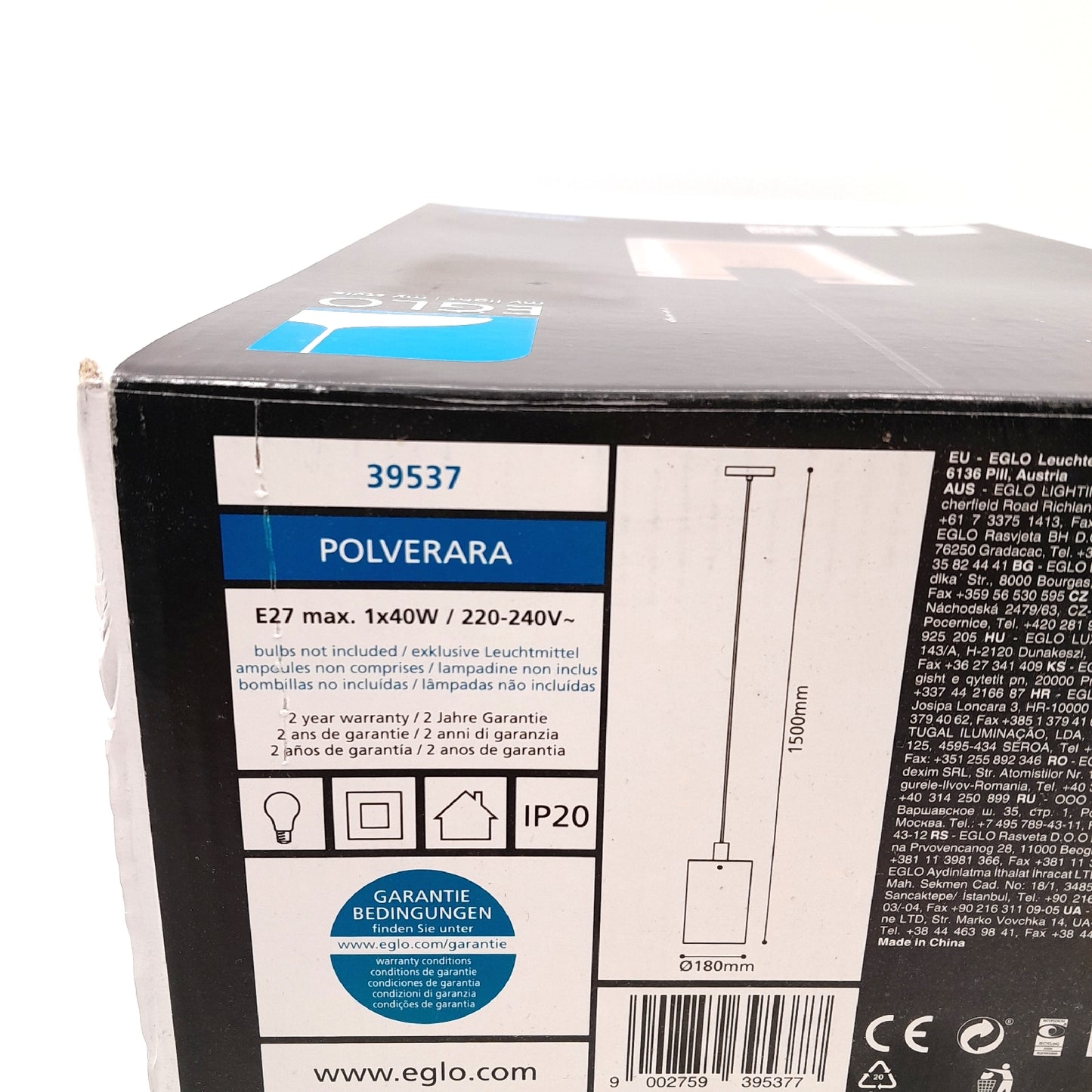 Eglo Pendelleuchte Leuchten Polverara Schwarz H 150 cm Design Wohnzimmerlampe