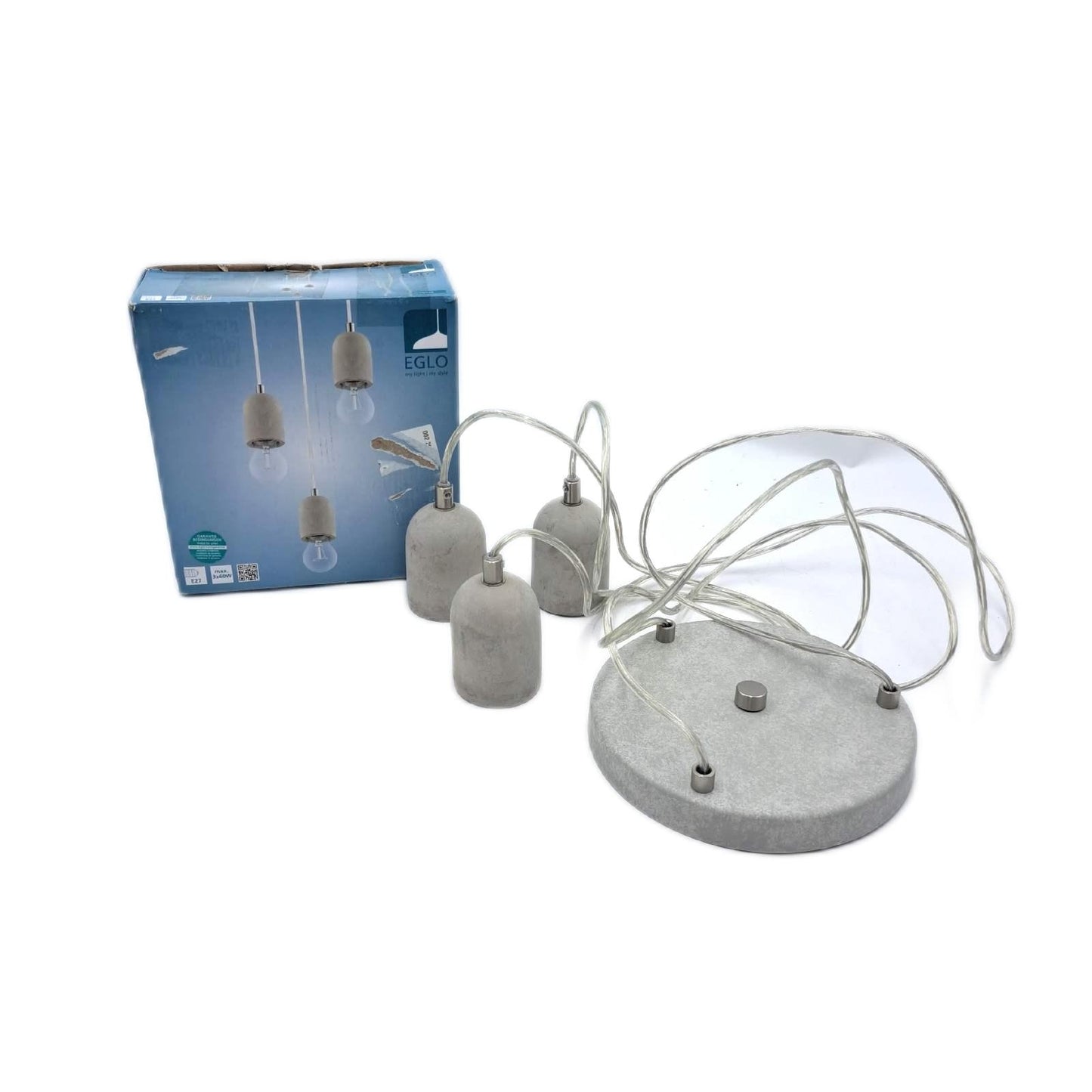 EGLO Pendelleuchte Beleuchtung Esstischlampe Silvares Vintage Industrial Beton Stahl grau hängend E27 Fassung für Wohnzimmer