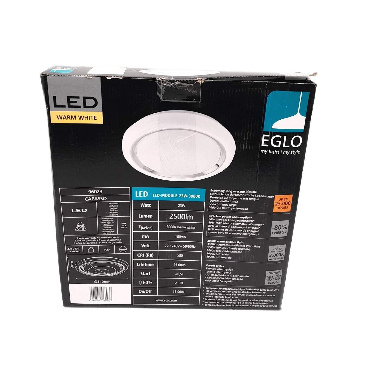 Eglo LED Deckenleuchte Beleuchtung Capasso 18 Watt Energieeffizient rund 34 cm Durchmesser