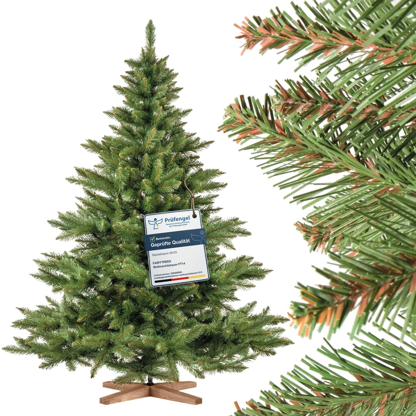Fairytrees Weihnachtsbaum Tannenbaum Künstlich Nordmanntanne 180cm Weihnachtsdek