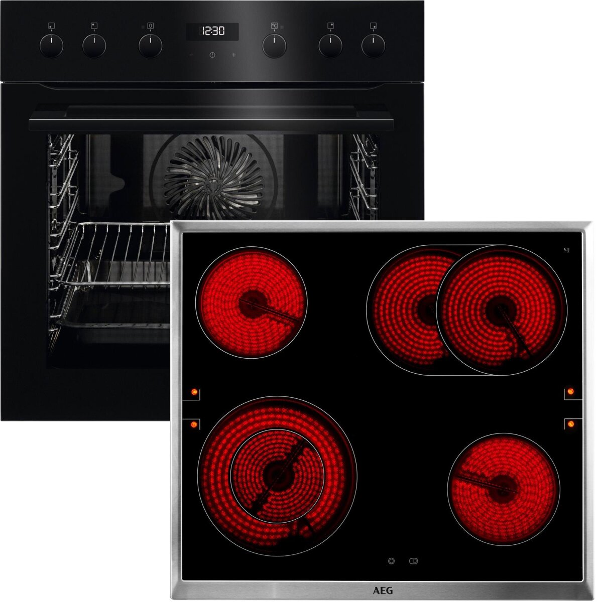 AEG Elektro-Herd-Set TEAMHBlac2, 60cm, schwarz