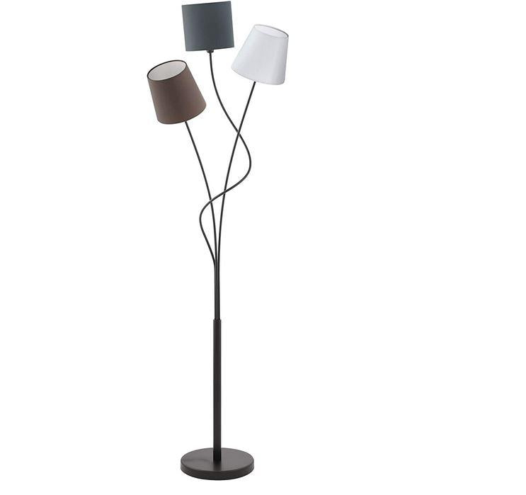 EGLO Stehlampe Maronda 3 flammige Stehleuchte Standleuchte aus Stahl Stoff Floor Lampe