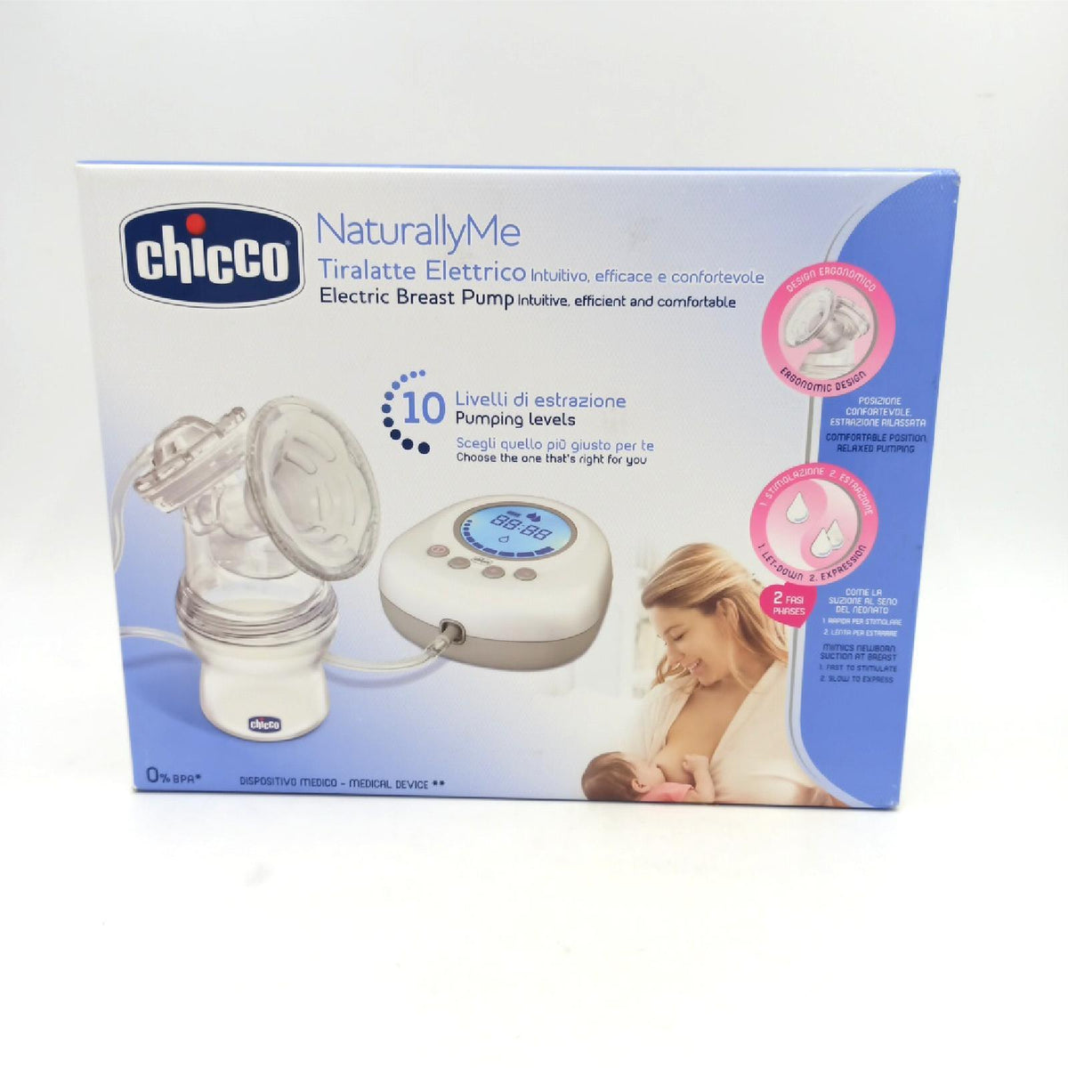Chicco elektrische Milchpumpe Babybedarf Naturally Me Modell Kraftpaket mit Stimulations Zugmod