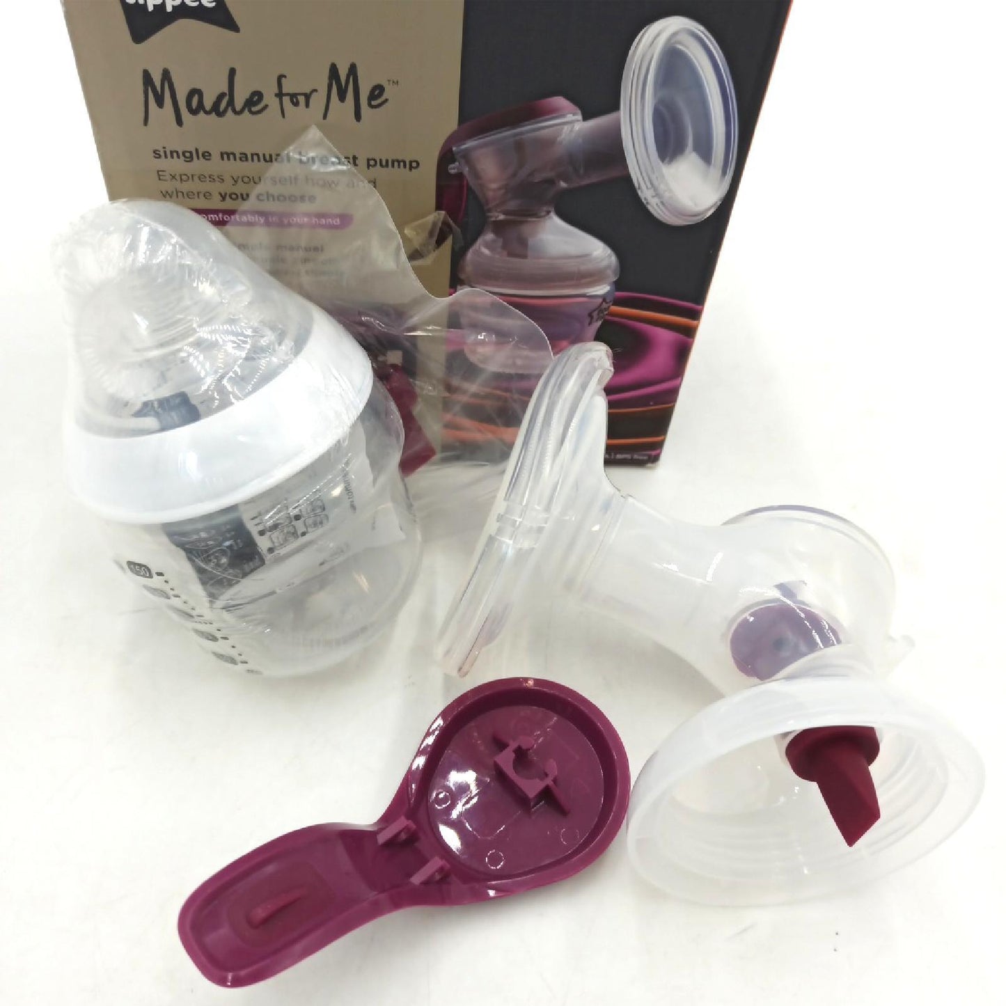 Tommee Tippee „Made for Me“ manuelle Brustmilchpumpe, Ergonomischer Handgriff, BPA-frei, transparent
