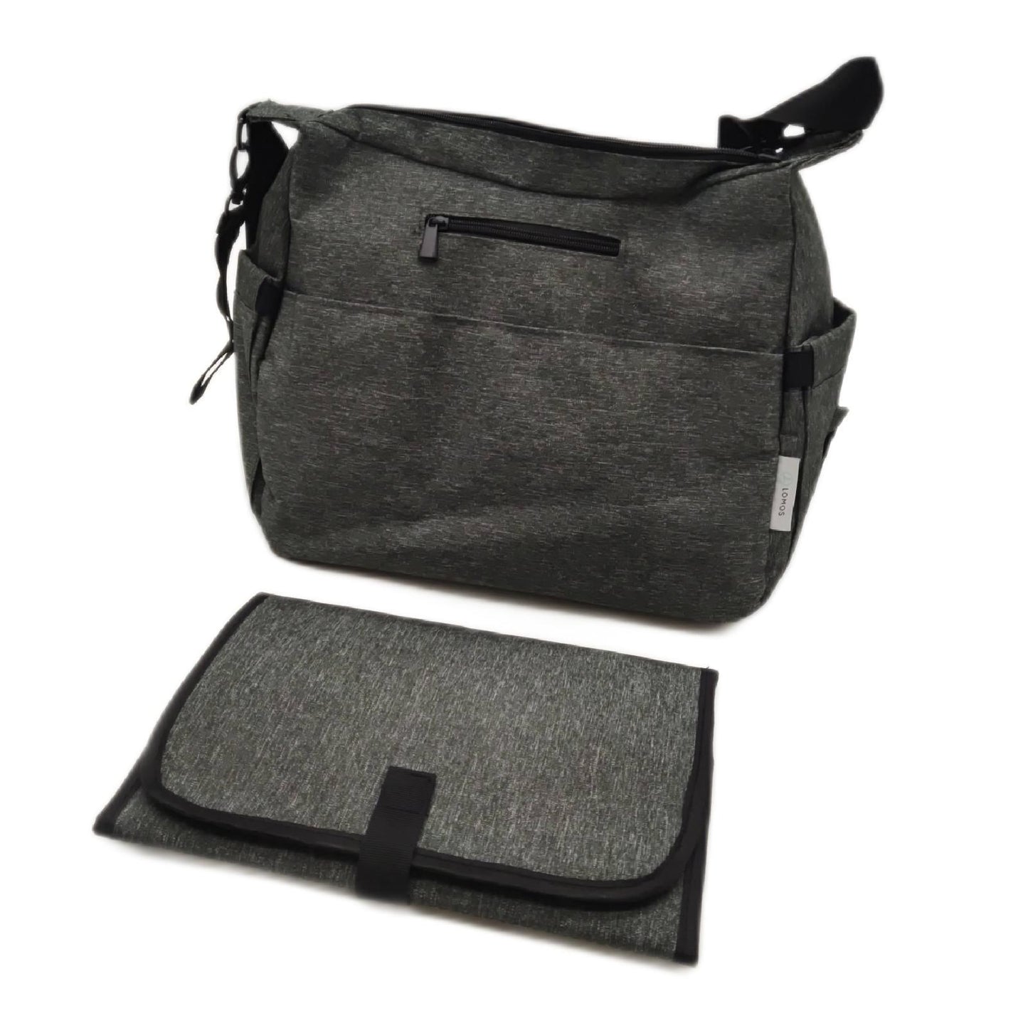 LOMOS Wickeltasche Babyausstattung großes Modell Wickelunterlage Grau praktisch funktional