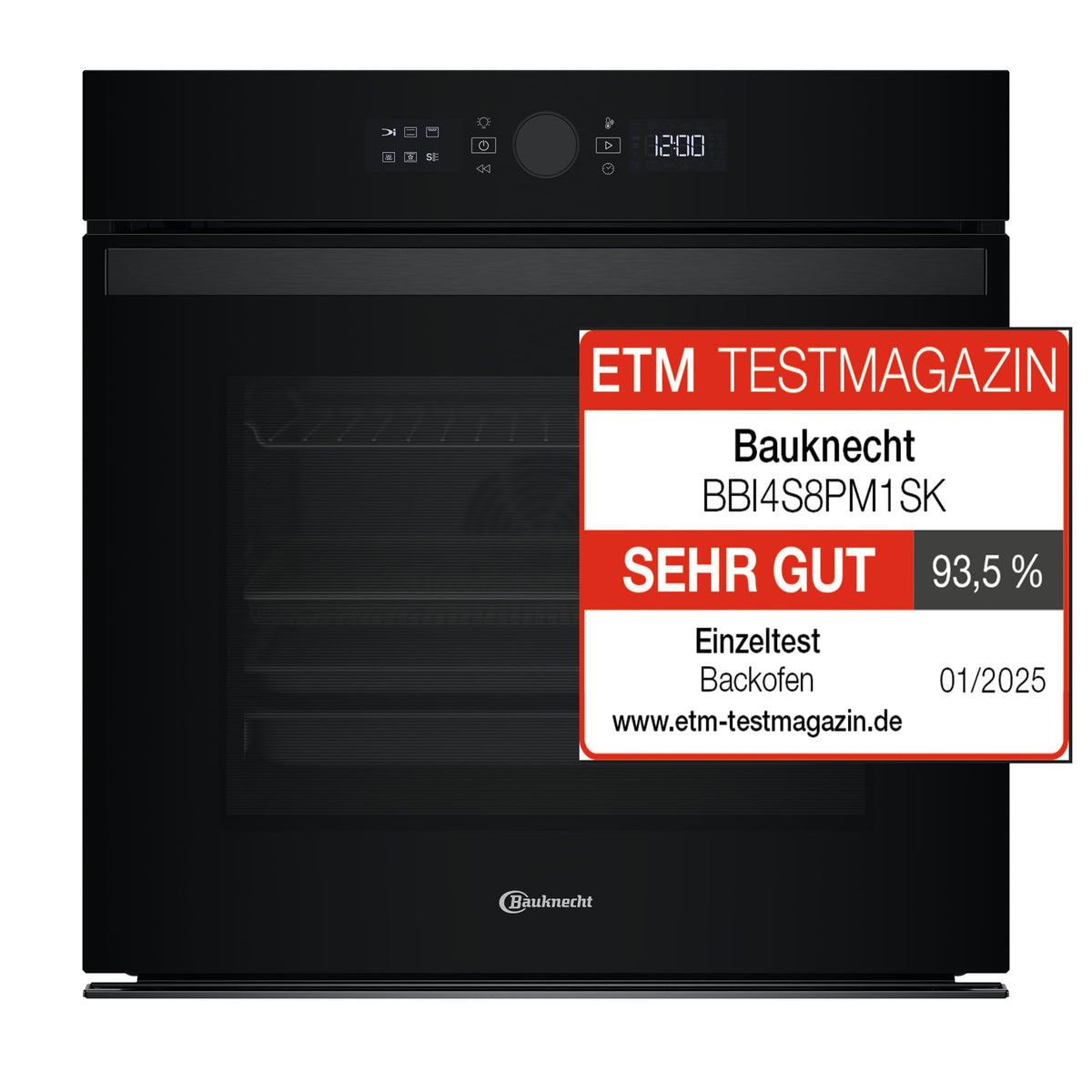 BAUKNECHT Einbaubackofen BBI4S8PM1SK, 60 cm, schwarz