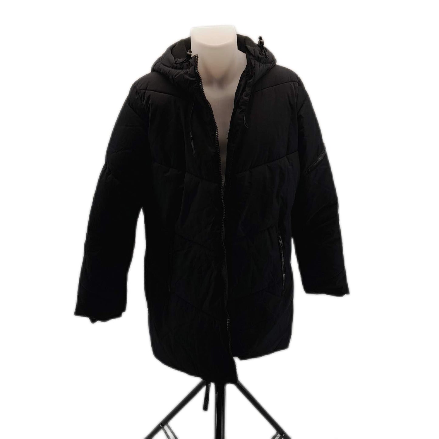 OXMO OXBella Damen Parka Übergangsmantel Lange Jacke mit Kapuze Pattentaschen Regular fit, Größe:XXL, Farbe:BLACK (799000)